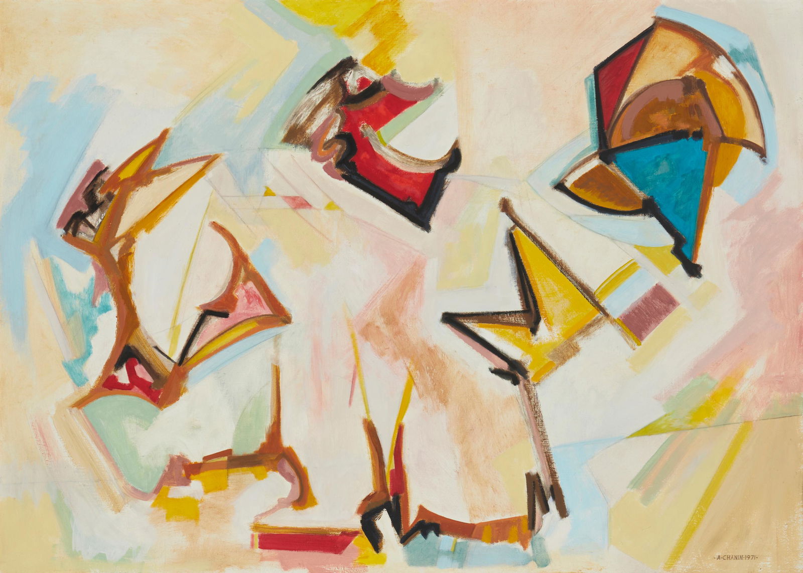 Arnold Chanin, (b. 1934), Untitled abstract, 1971, Oil on canvas, 36" H x 50" W (1 of 5)