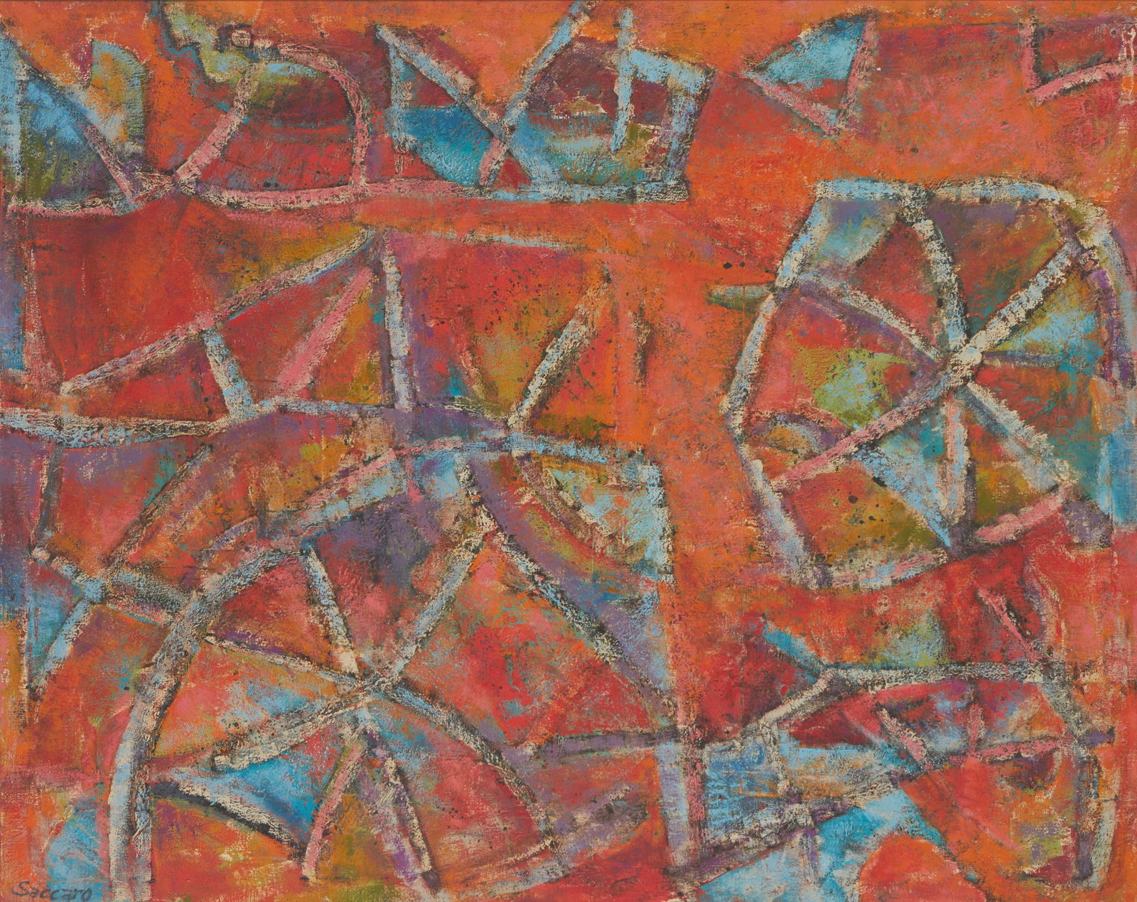 John Saccaro, (1913-1981), "Roses and Crown," 1952, Oil on canvas, 51.5" H x 63.5" W (1 of 6)