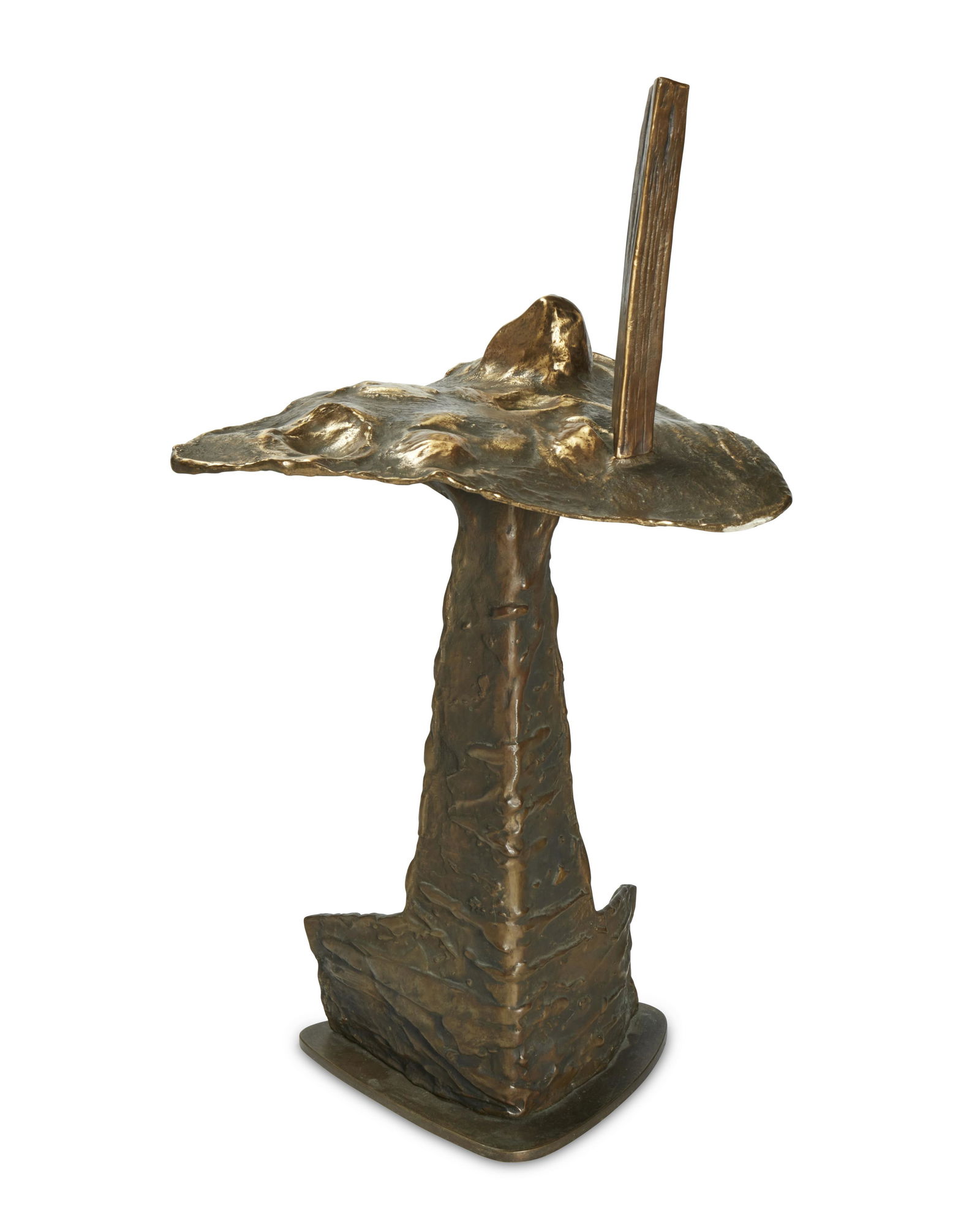 Frederick Kiesler, Mid 20th Century, Abstract sculpture, Bronze, 48" H x 25" D x 22" W: Frederick John Kiesler(1890-1965)Sculptural landscapePatinated bronzeAppears unsigned48" H x 22" W x 25" D Provenance: Collection of Howard and Barbara Wise, New York, NYDavid Wis