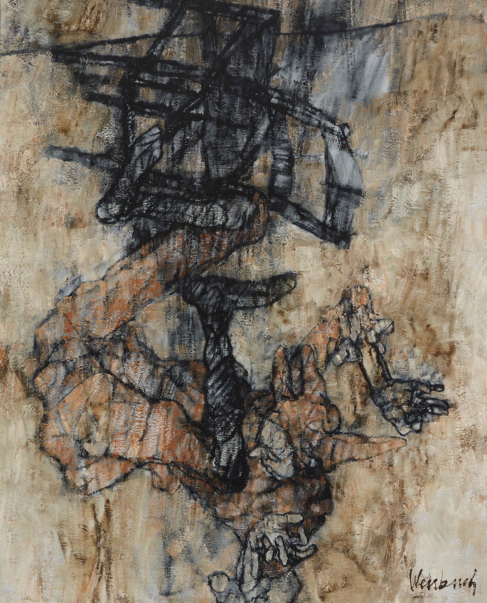 Claude Weisbuch, (1927-2014), "La Chute", Oil on canvas, 64" H x 51.25" W (1 of 10)