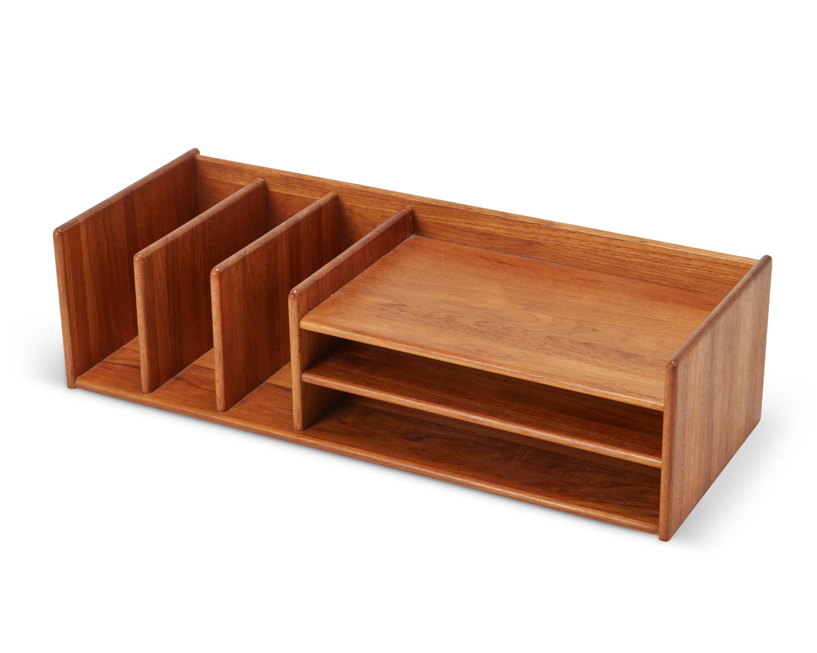 A Georg Petersens-style teak desktop organizer Circa 1960s 6.25" H x 23.25" L x 8.5" D (1 of 4)