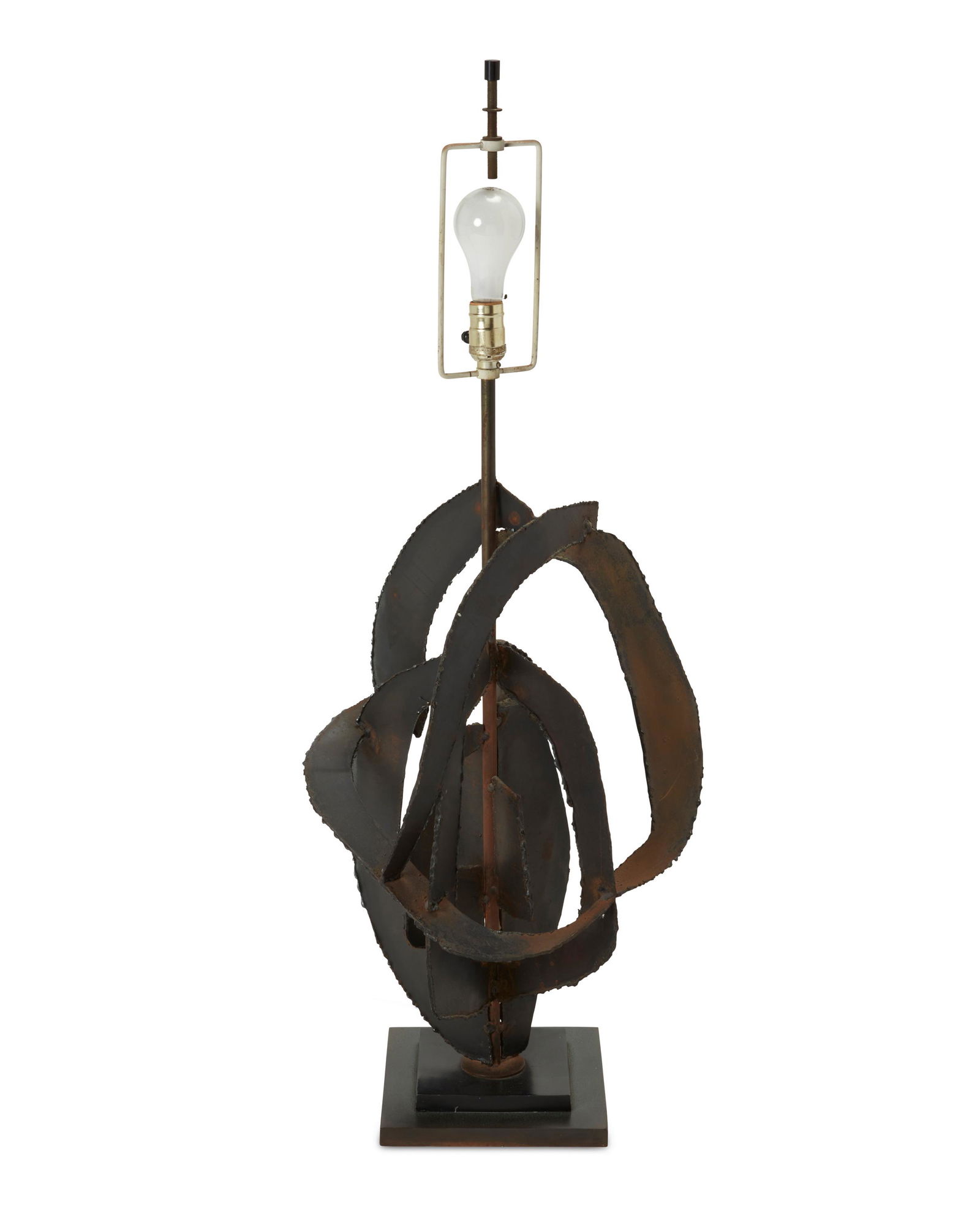 A Richard Barr for Laurel brutalist steel table lamp Circa 1960s-70s 39" H x 15" W x 10" D (1 of 3)