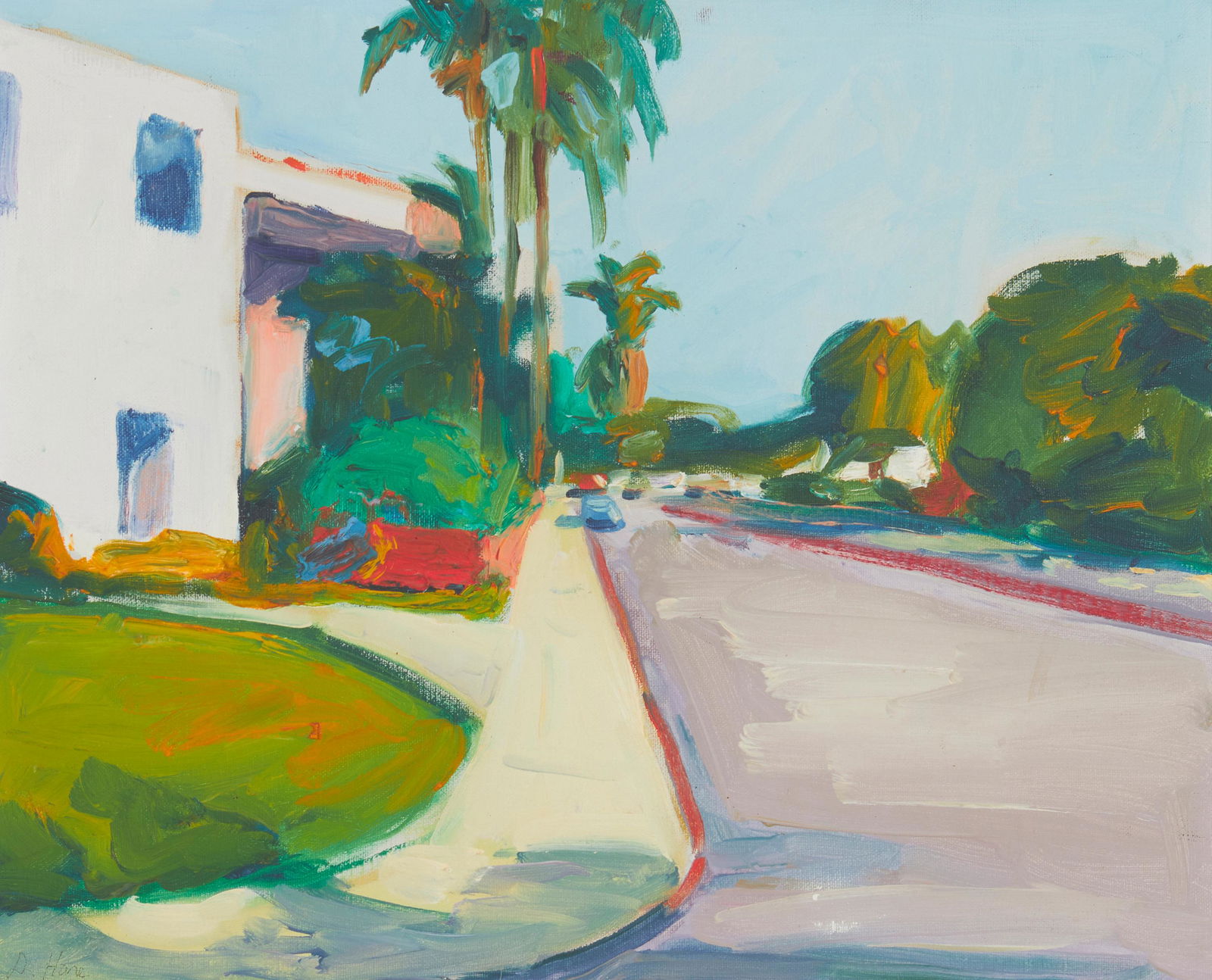 Dennis Hare, (b. 1946), Urban scene with palm trees, Oil on canvas, 16" H x 20" W (1 of 5)
