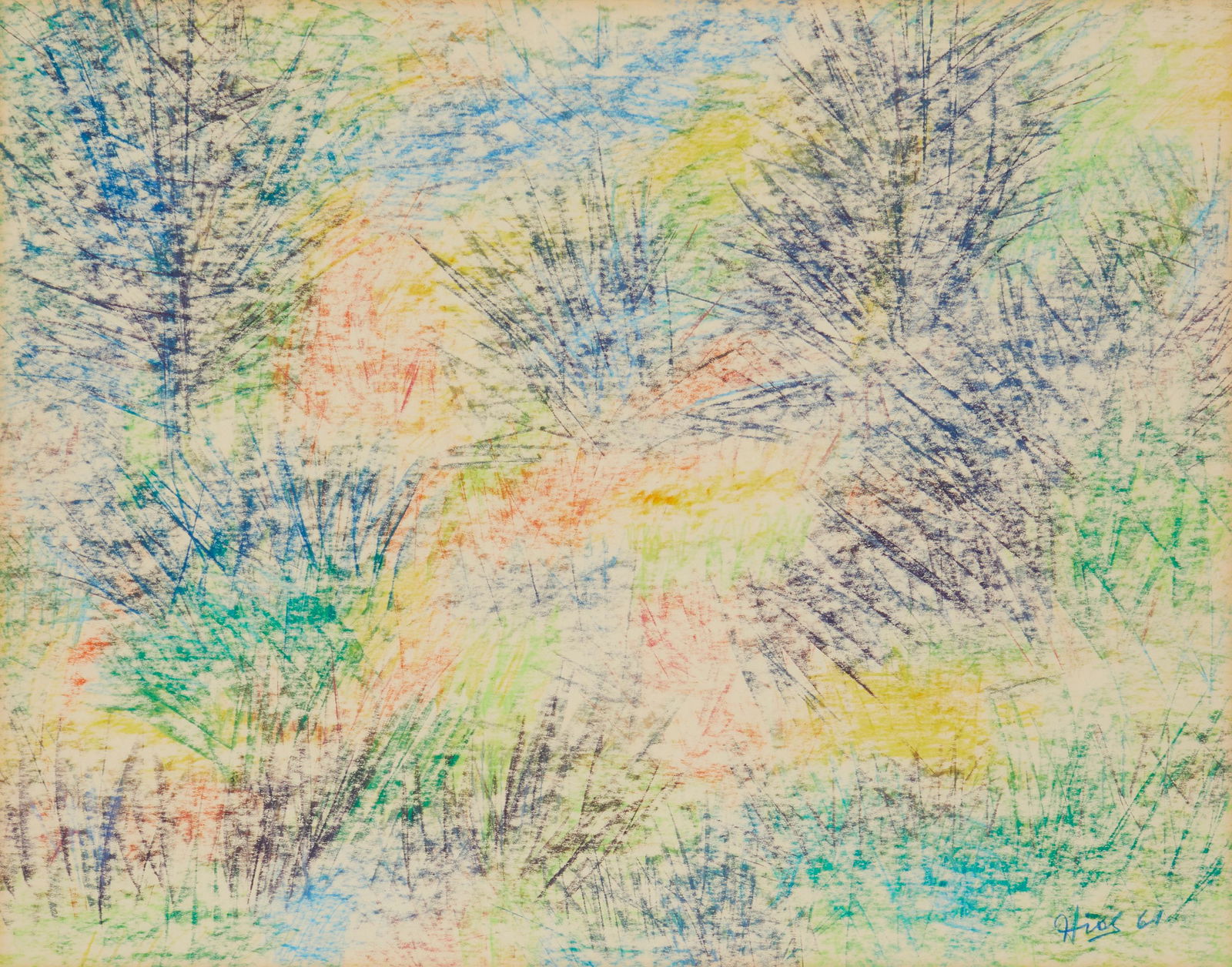 Theo Hios, (1910-1998), Abstract, 1961, Pastel on paper, Sight: 21.75" H x 28.75" W (1 of 5)