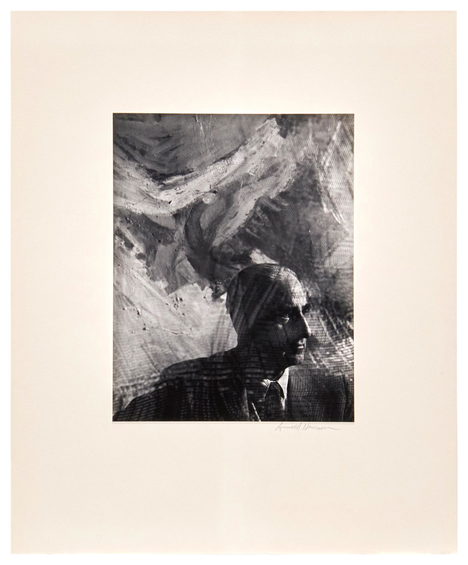 Arnold Newman, (1918-2006), Portrait of Howard Wise, Gelatin silver print on photographic paper laid: Arnold Newman(1918-2006)Portrait of Howard WiseGelatin silver print on photographic paper laid to mat boardFrom the edition of unknown size and dateSigned in pencil on the mat board just below the ima