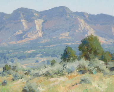 Matt Smith, (b. 1960), "Utah Sandstone," 2007, Oil on panel, 8" H x 10" W: Matt Smith(b. 1960)"Utah Sandstone," 2007Oil on panelSigned lower left: Matt Smith; signed again, titled, and dated, verso: 2007 (C)8" H x 10" W Provenance: Thunderbird Foundation