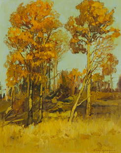Jerry Jordan, (b. 1944), "Golden Morning," 1998, Oil on canvas, 30" H x 24" W: Jerry Jordan(b. 1944)"Golden Morning," 1998Oil on canvasSigned and dated lower right: Jerry Jordan; signed, titled, and dated, verso; titled on a gallery label affixed on the frame's backboa