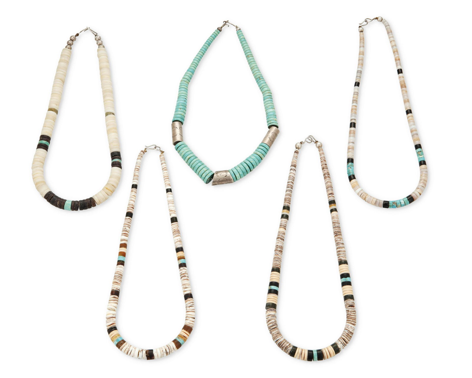 A group of Southwest Pueblo style heishi and turquoise necklaces (1 of 1)