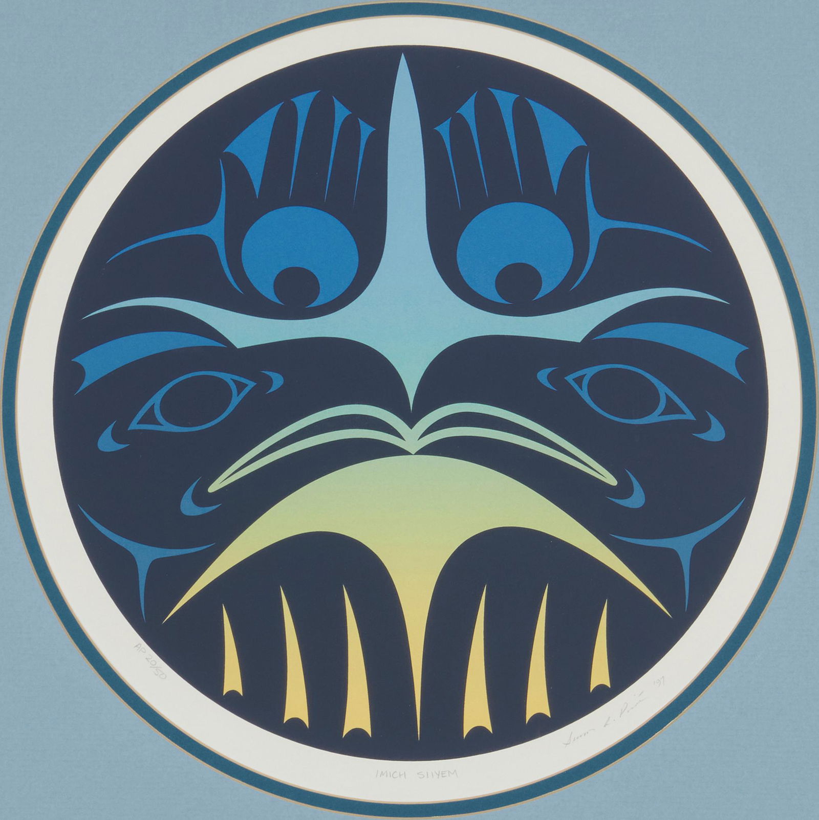 Susan Point, (b. 1942, Coast Salish), "Imich Siiyem," 1997, Screenprint in colors on paper, Image: (1 of 6)