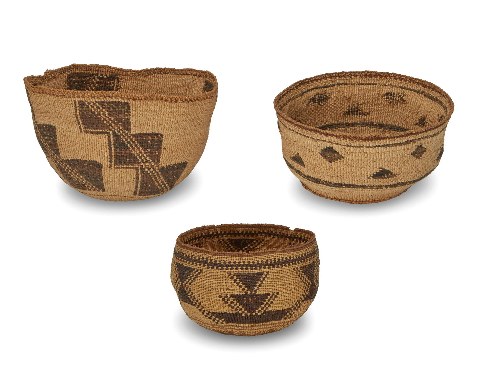 A group of polychrome Northern California baskets (1 of 12)