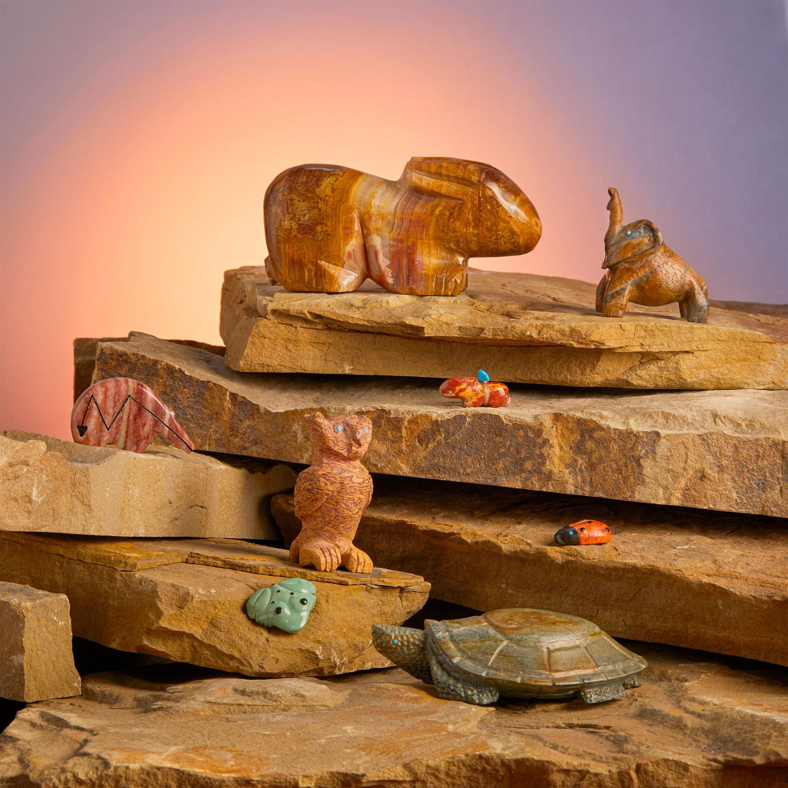 A group of Zuni stone fetish animals (1 of 1)