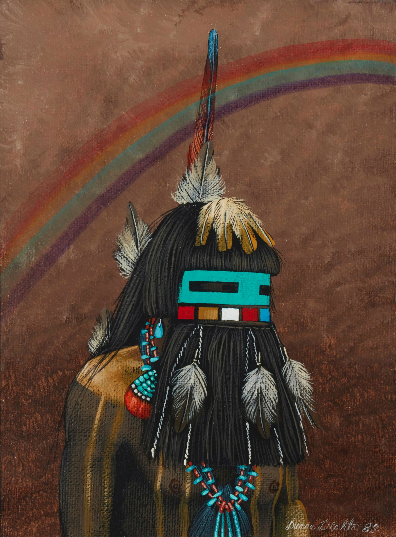 Duane Dishta, (b. 1946), Zuni Pueblo portrait, 1989, Oil on canvas, 8" H x 6" W (1 of 5)