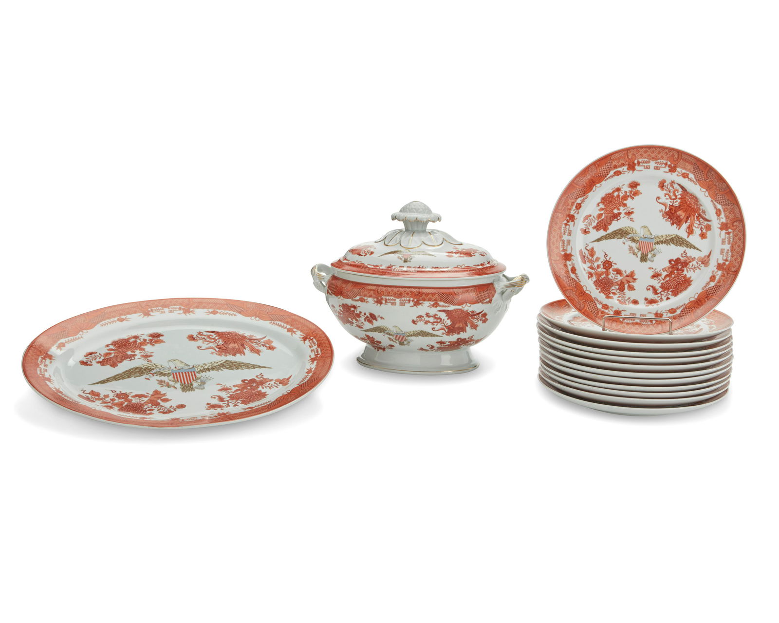 A partial Mottahedeh "Bicentennial" porcelain dinner service (1 of 8)