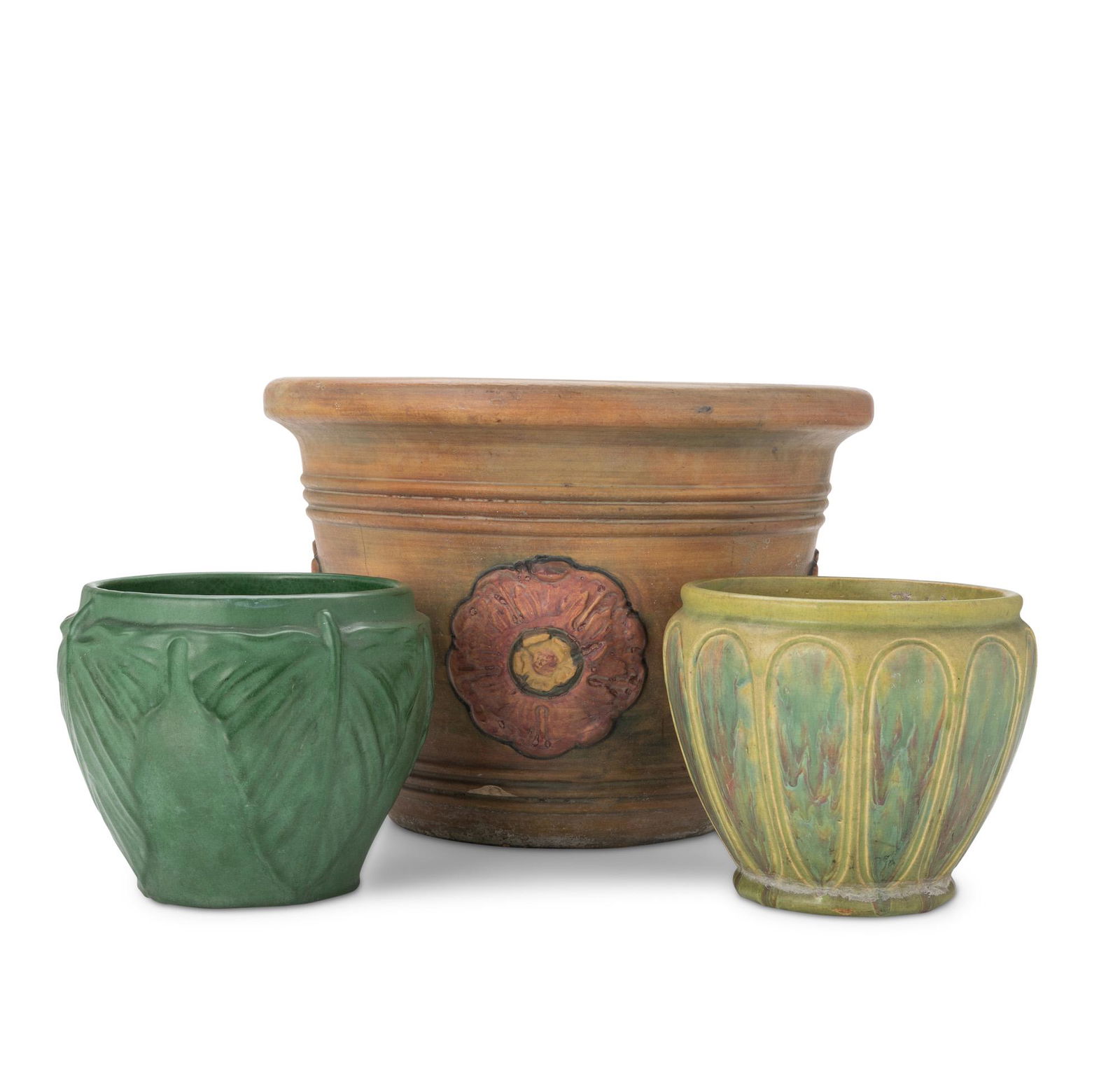 A group of Weller-style pottery jardinieres (1 of 5)