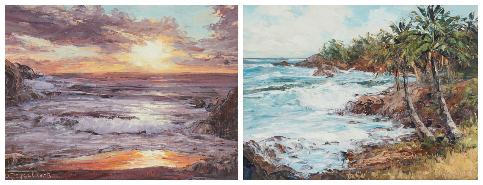 Joyce Clark (1916 - 2010), "Sun Glow," and "Ulaino Shore," Oil on canvas, 9" H x 12" W, 2 pieces (1 of 12)