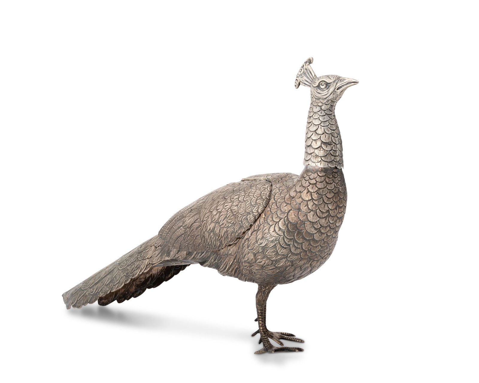 A Continental silver articulating peacock figure (1 of 2)
