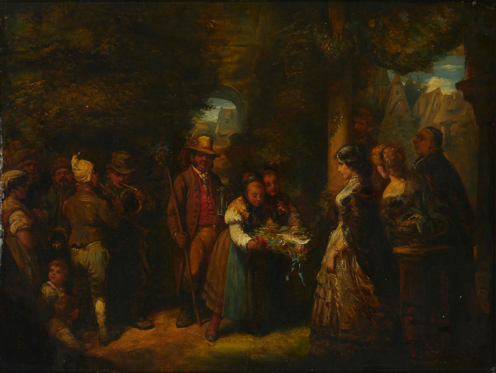 Jakob Grunenwald (1821-1896), A marriage presentation, Oil on panel, 11" H x 15" W (1 of 6)