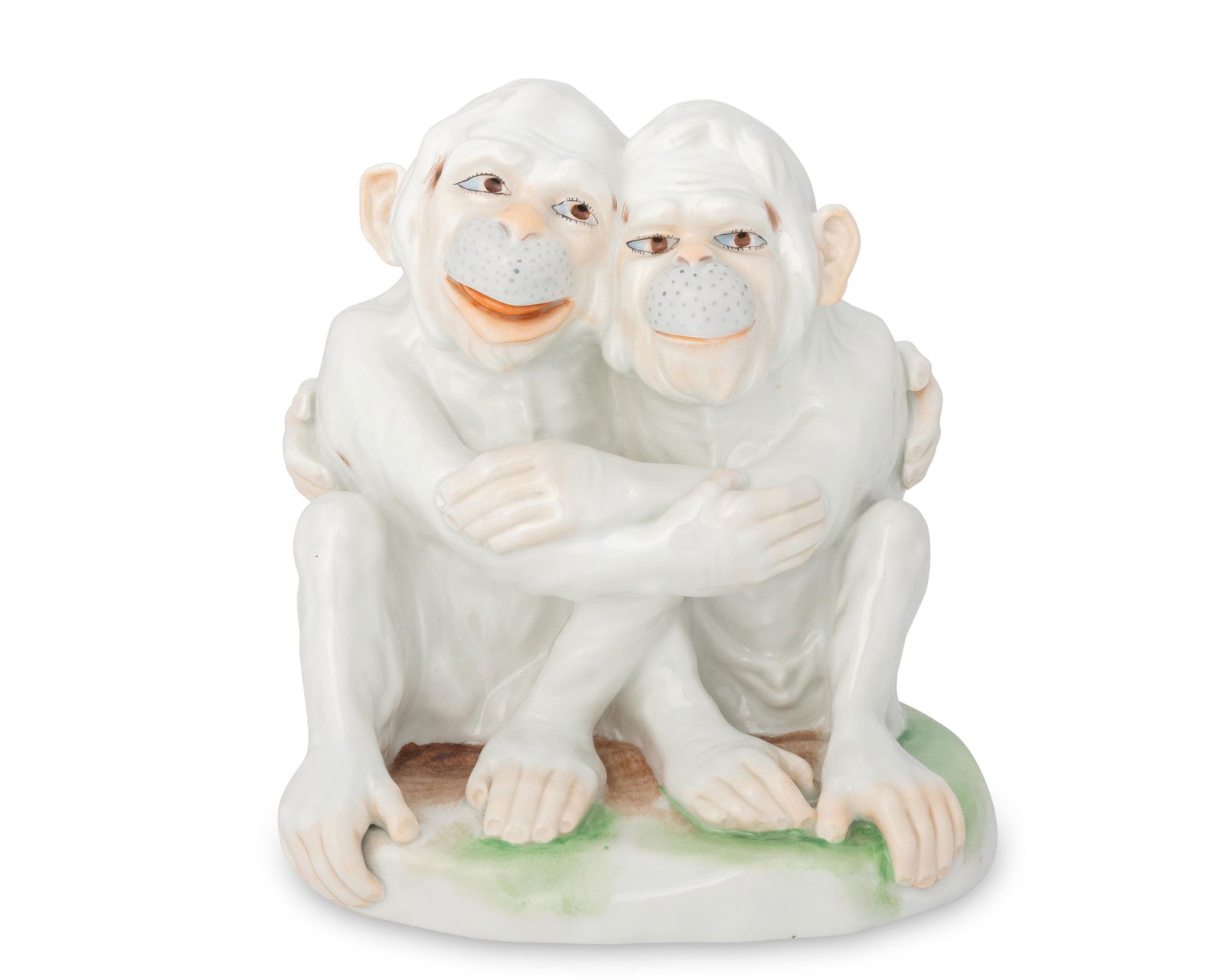 A Dresden porcelain pair of monkeys figurine (1 of 3)