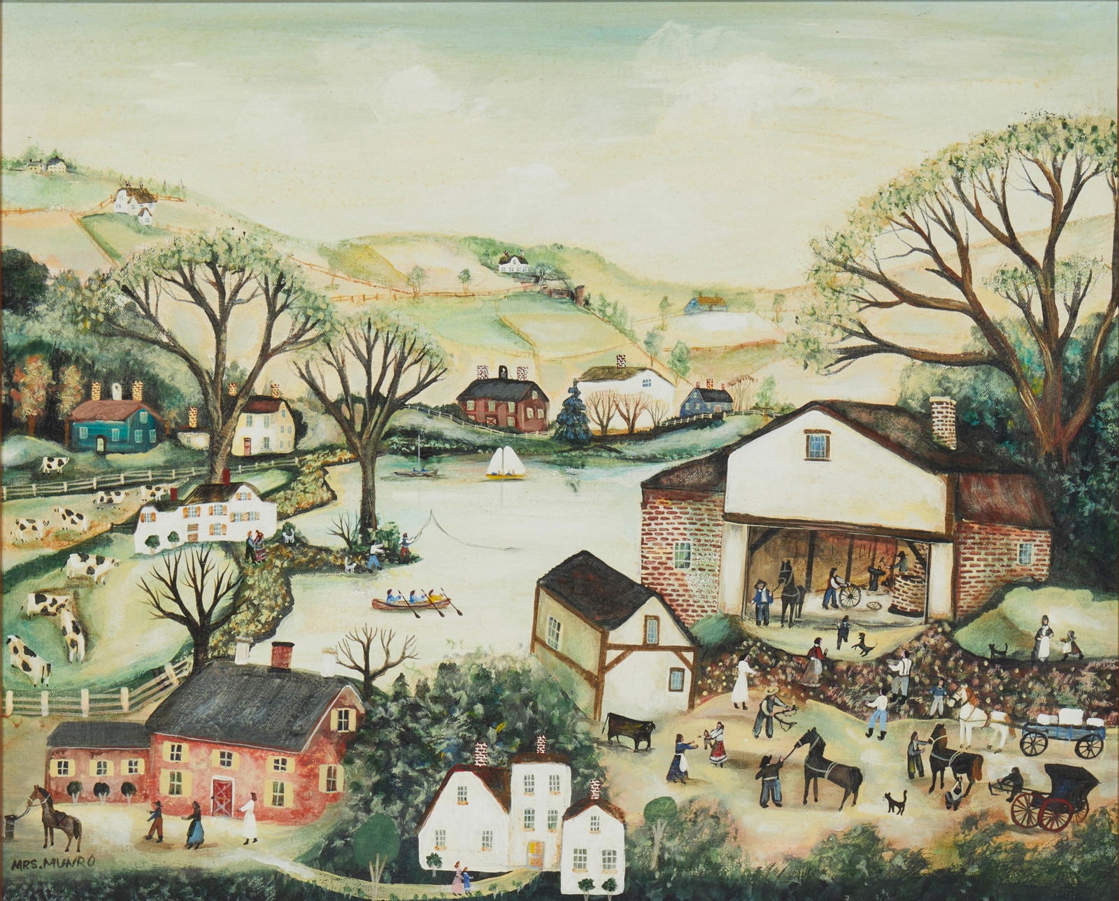 Janet Munro (b. 1949) American), "Around The Cake," 1980, Oil on canvas, 20" H x 24" W (1 of 6)