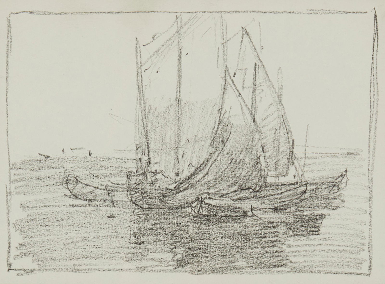 Edgar Payne (1883-1947), "Study for Breton Boats Painting," Graphite on the verso of an Edgar Payne (1 of 5)