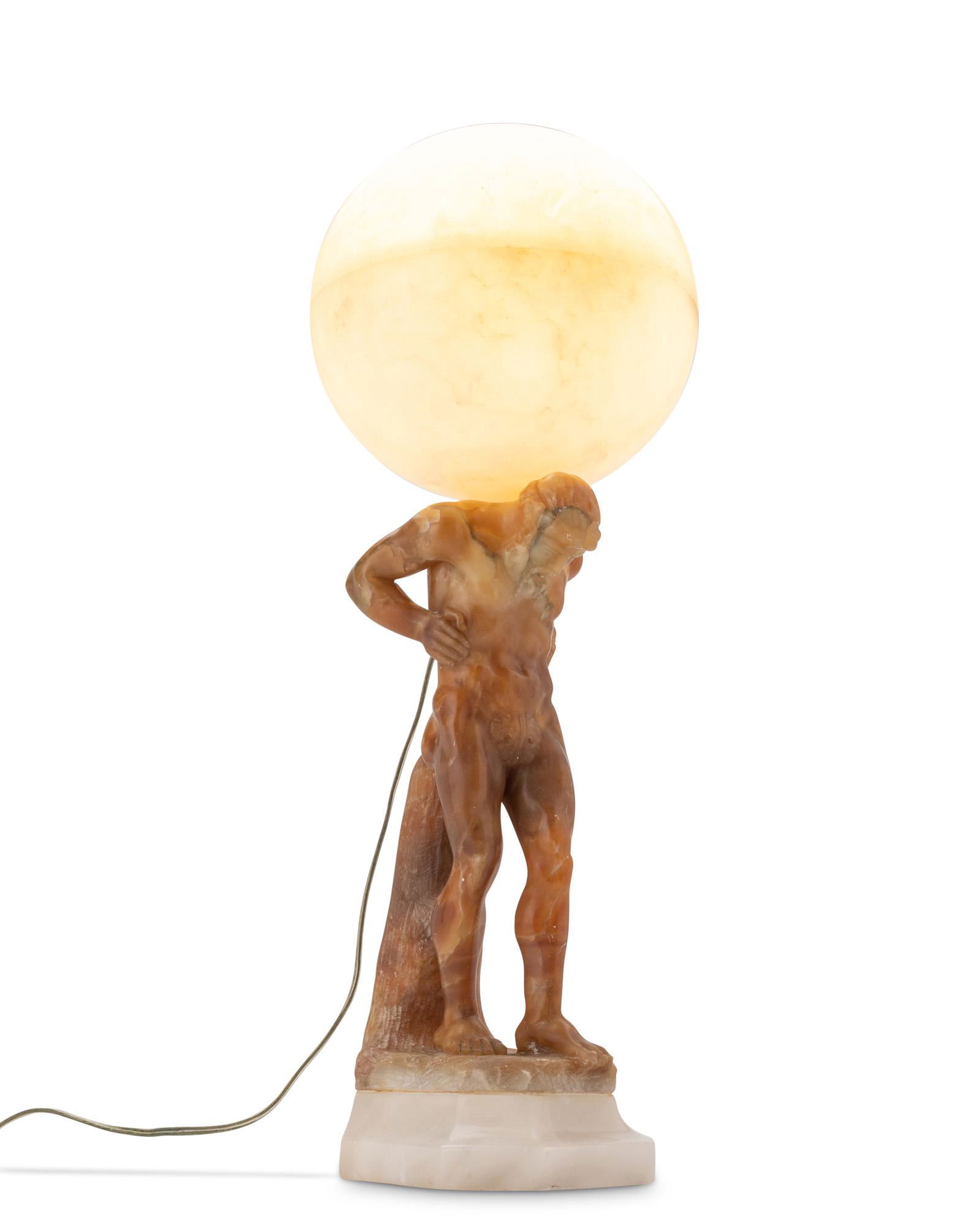 An Italian carved marble and alabaster figural table lamp (1 of 2)