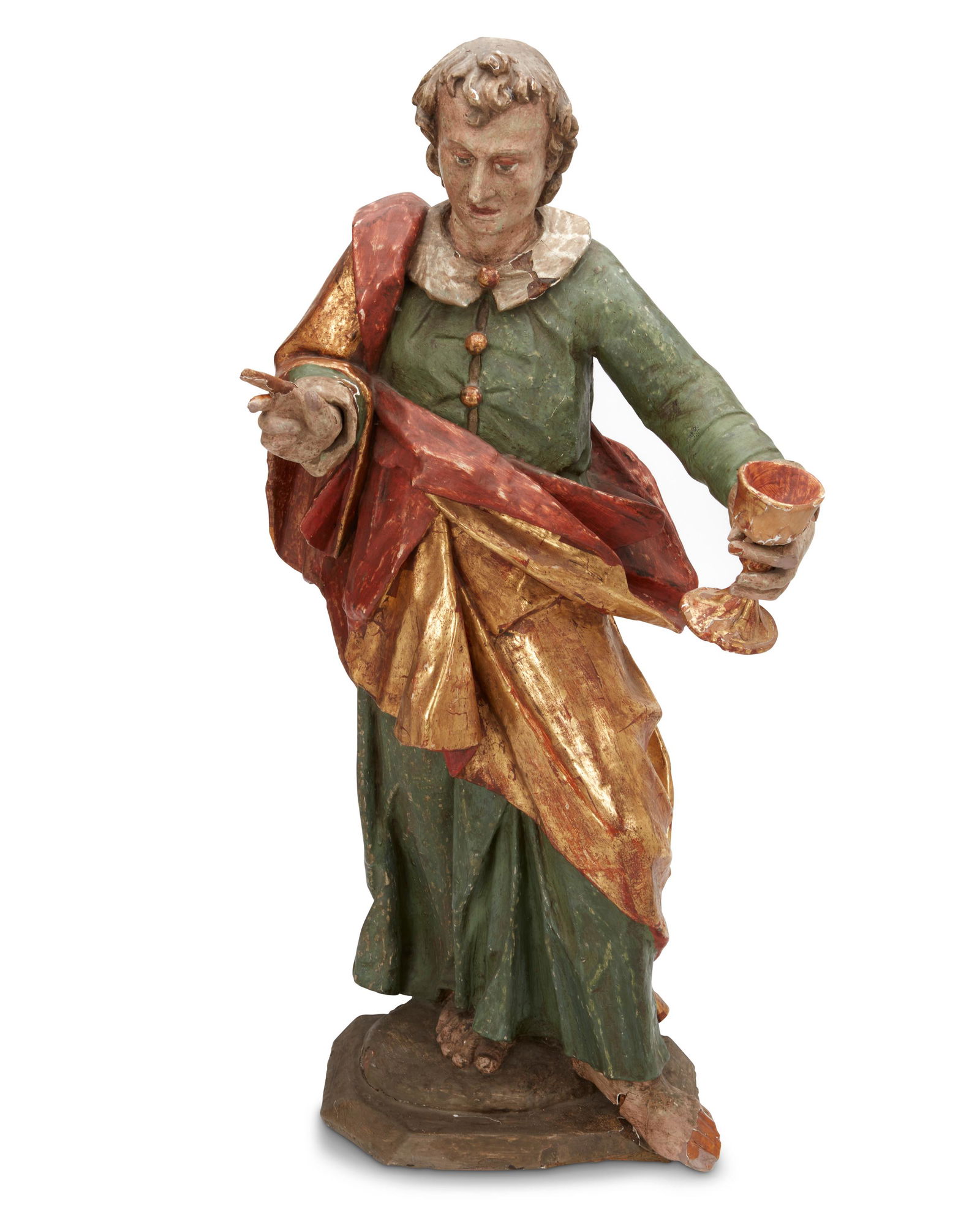 A Continental Baroque-style carved wood saint (1 of 4)