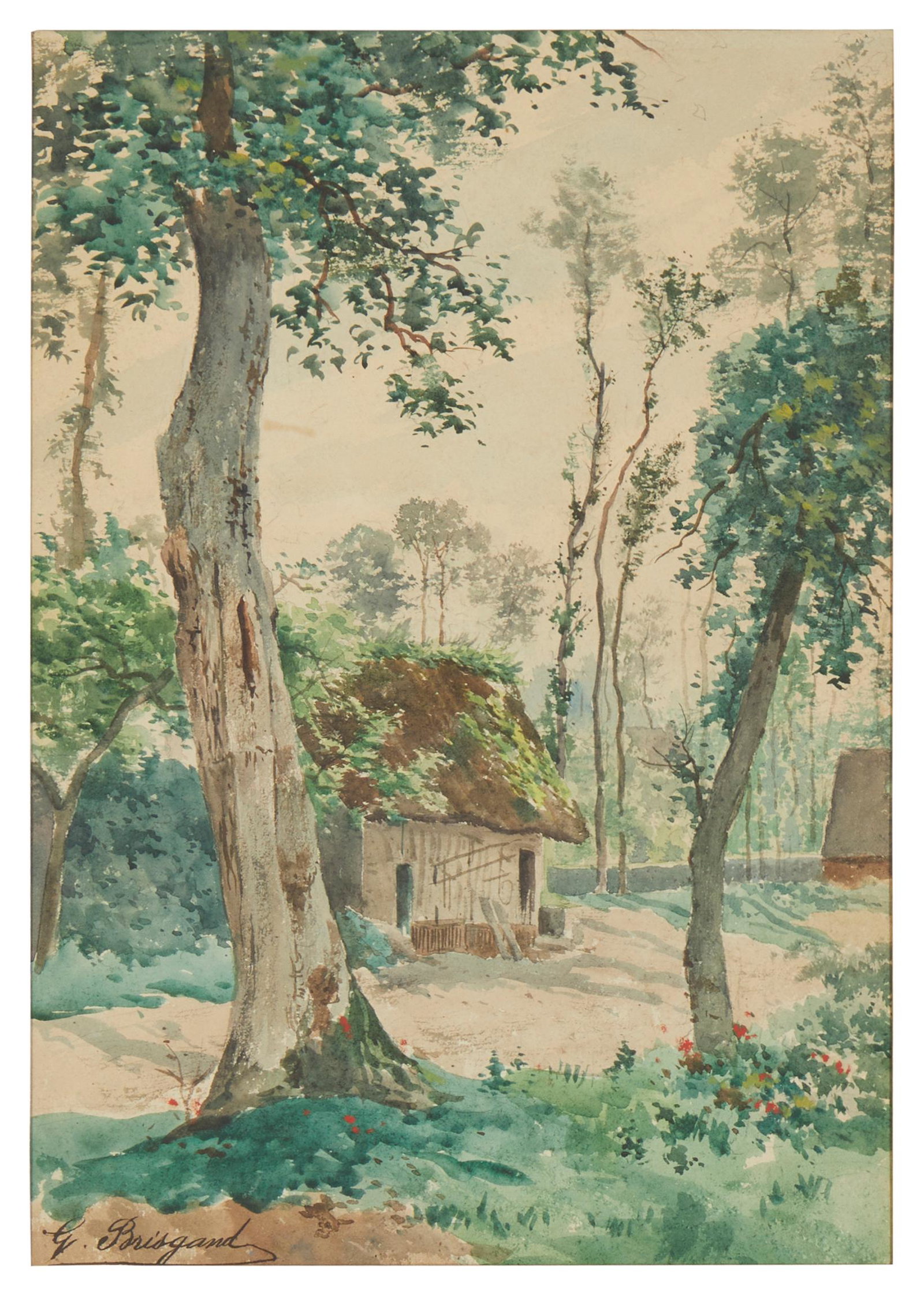 Gusave Brisgand (1880-1950), French landscape, Watercolor on paper, Sight: 14.5" H x 10.375" W: Gusave Brisgand (1880-1950) French landscape Watercolor on paper Signed lower left: G. Brisgand Sight: 14.5" H x 10.375" W Provenance: J. Alexis, Paris, France Sold: John Moran Auctioneers,