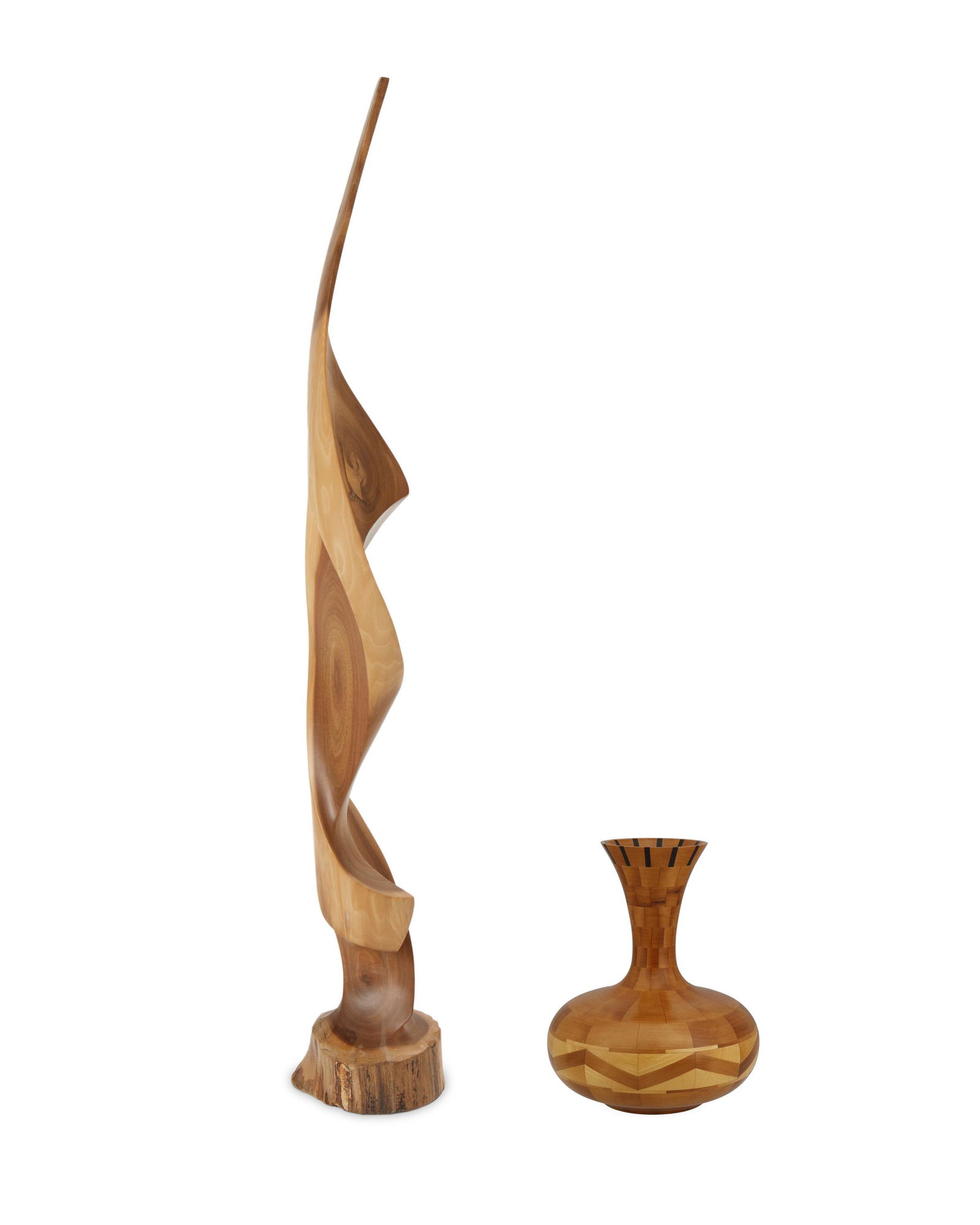 Two contemporary wood sculptural items (1 of 8)