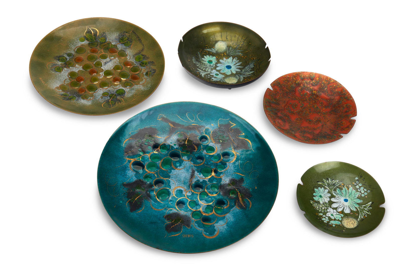 Sascha Brastoff (1917-1993), Five dishes, mid-20th century (1 of 5)