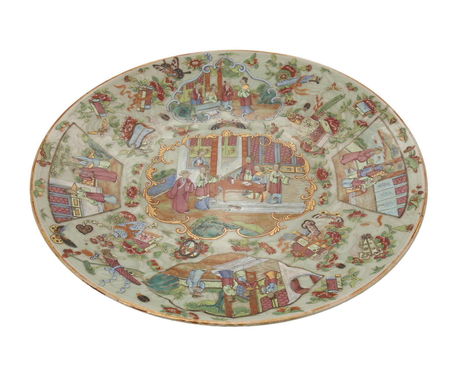 A Chinese Rose Mandarin celadon porcelain charger (1 of 6)