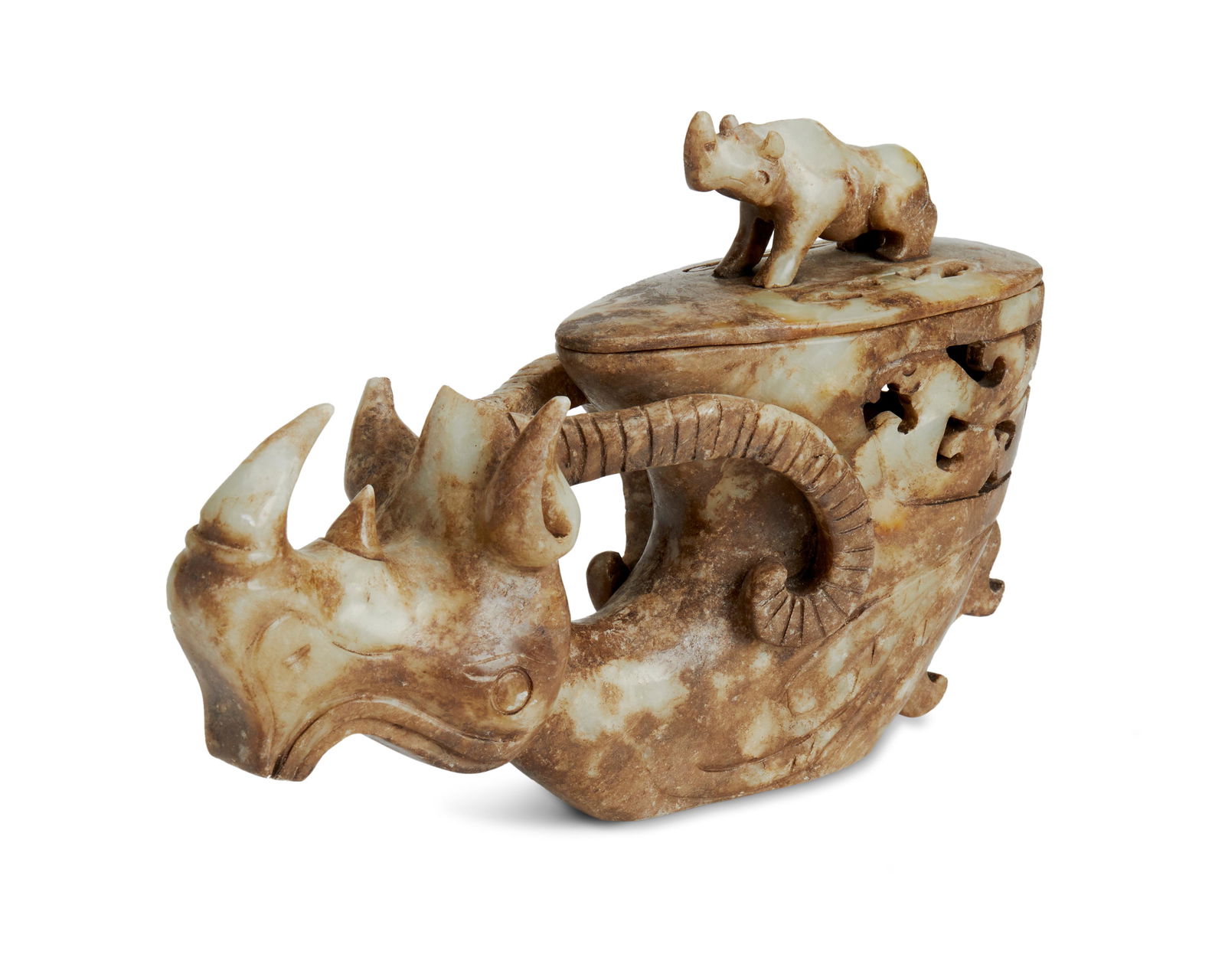 A Chinese carved nephrite lidded vessel (1 of 2)