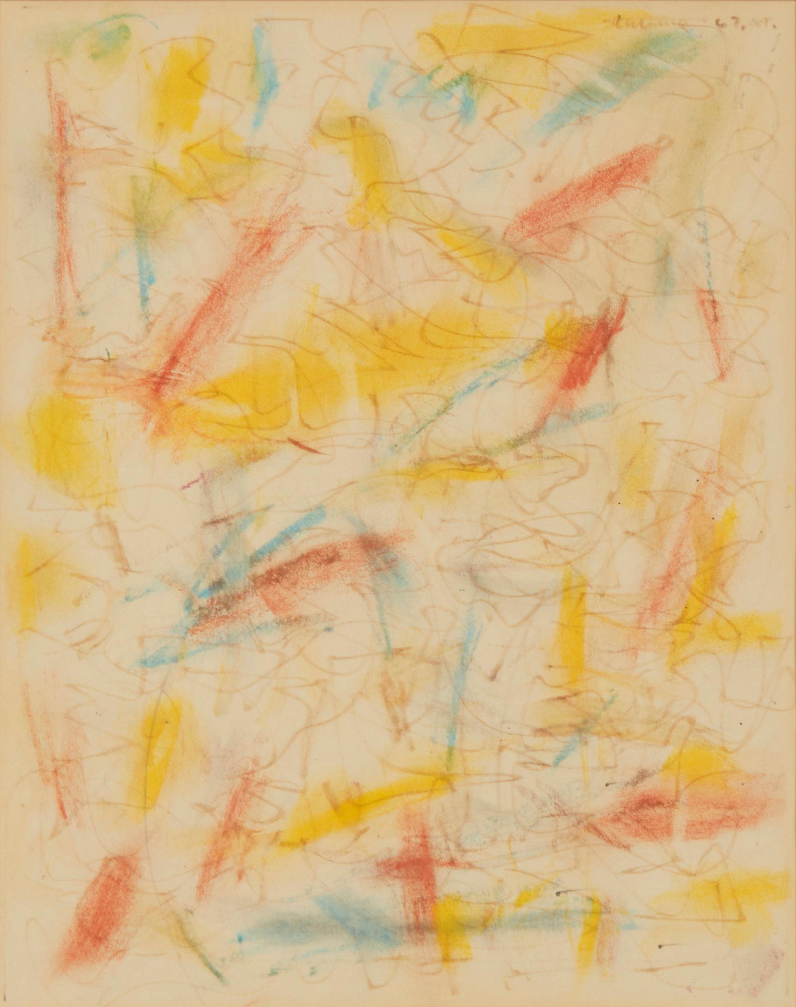 20th Century American School, Untitled,1967, Ink and pastel on paper, Sight: 11" H x 8.75" W (1 of 5)