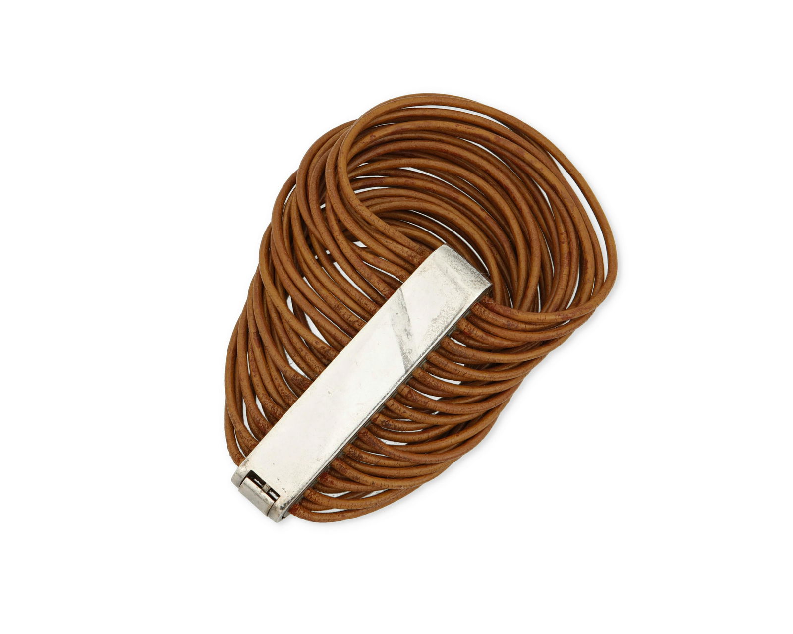 A Tane Mexican silver and leather bracelet (1 of 2)