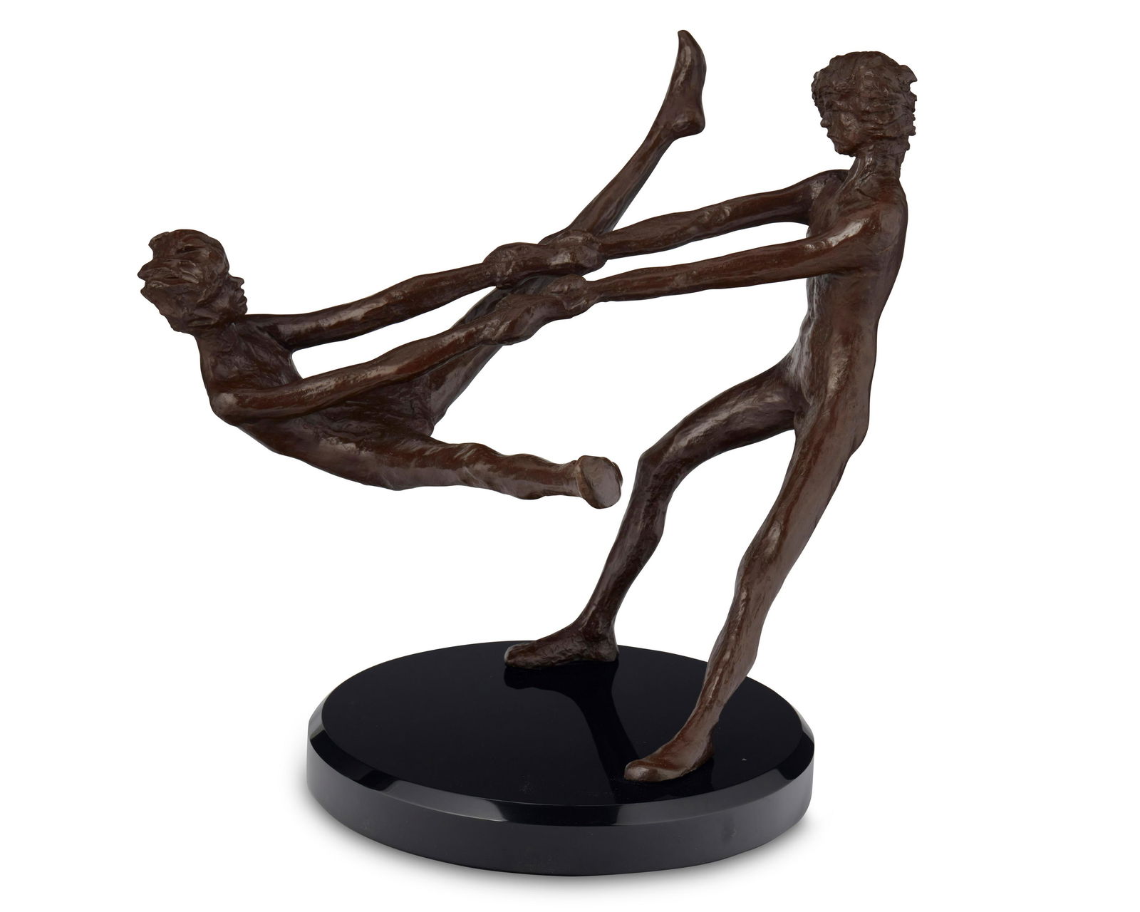 Victor Salmones (1937-1989), Two figures, Patinated bronze on stone base, 15.5" H x 16.5" W x 18" D (1 of 4)