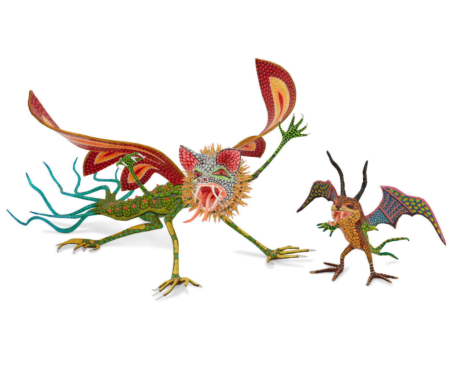 Two Oaxacan alebrijes dragon figures (1 of 5)