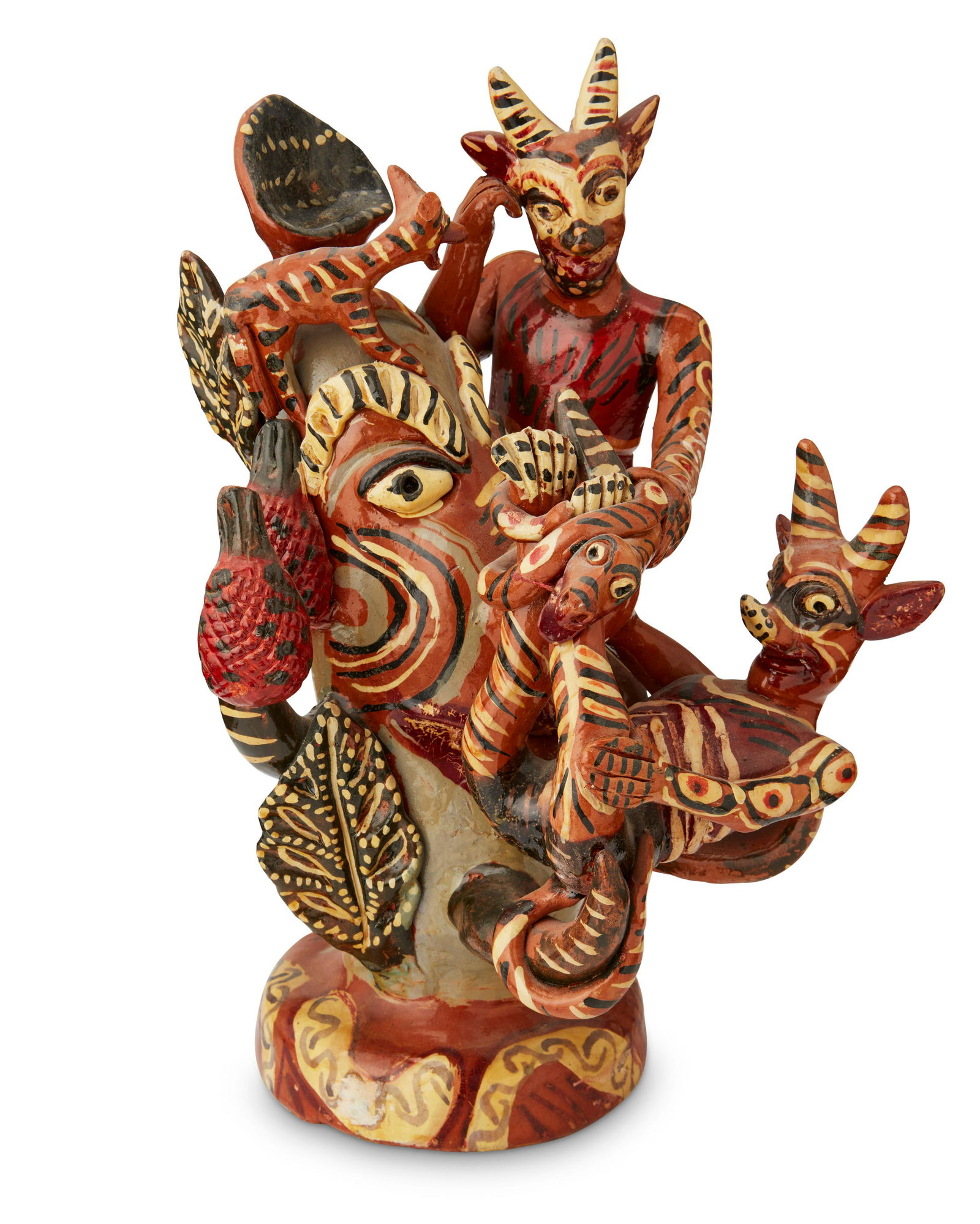 Teodoro Martinez Benito (b. 20th century), Figural group, circa 1970s; Ocumicho, Michoacan, Mexico (1 of 5)