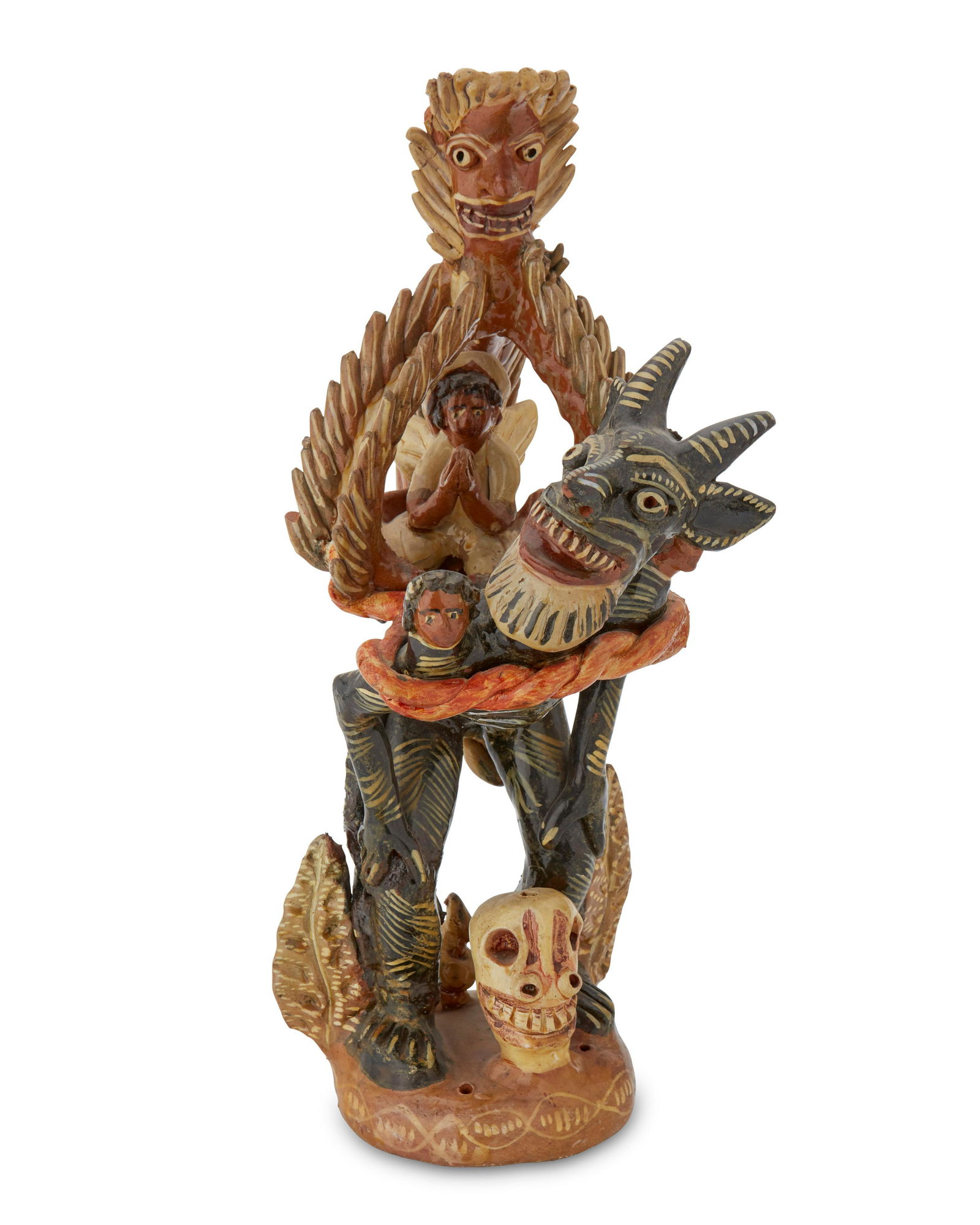 Antonia Martinez Albarez Calleno (b. 20th century), Figural group, circa 1970s-80s; Ocumicho, (1 of 7)