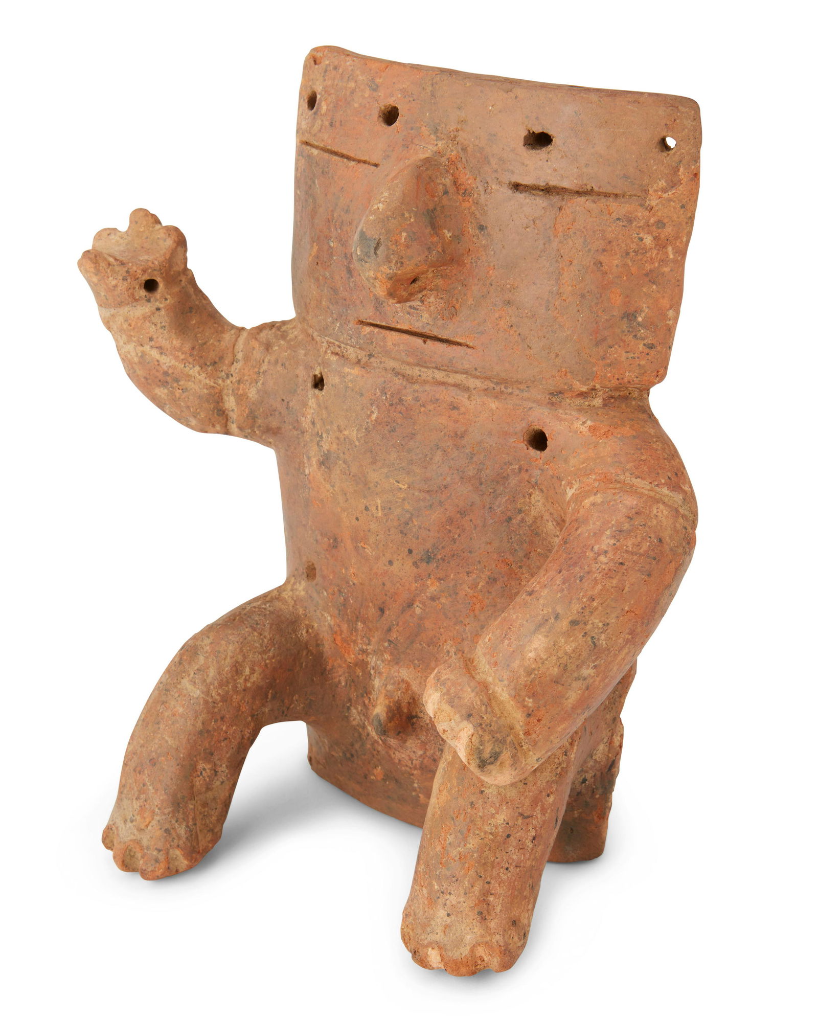A Quimbaya ceramic seated figure (1 of 3)