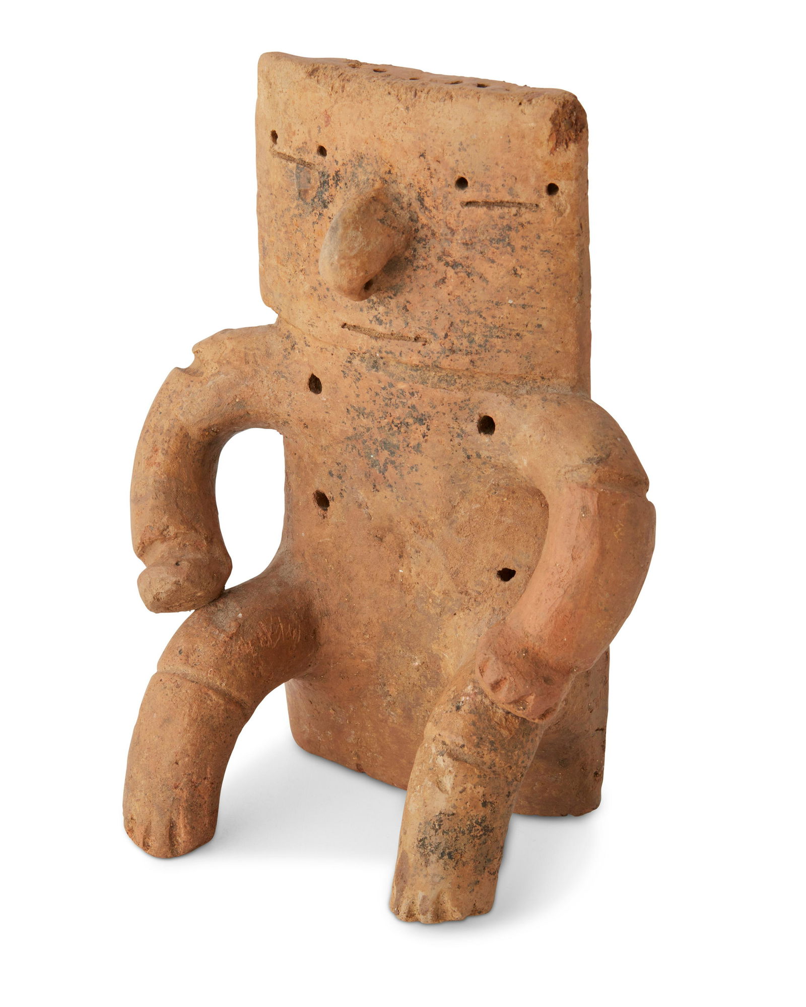 A Quimbaya ceramic seated figure (1 of 3)
