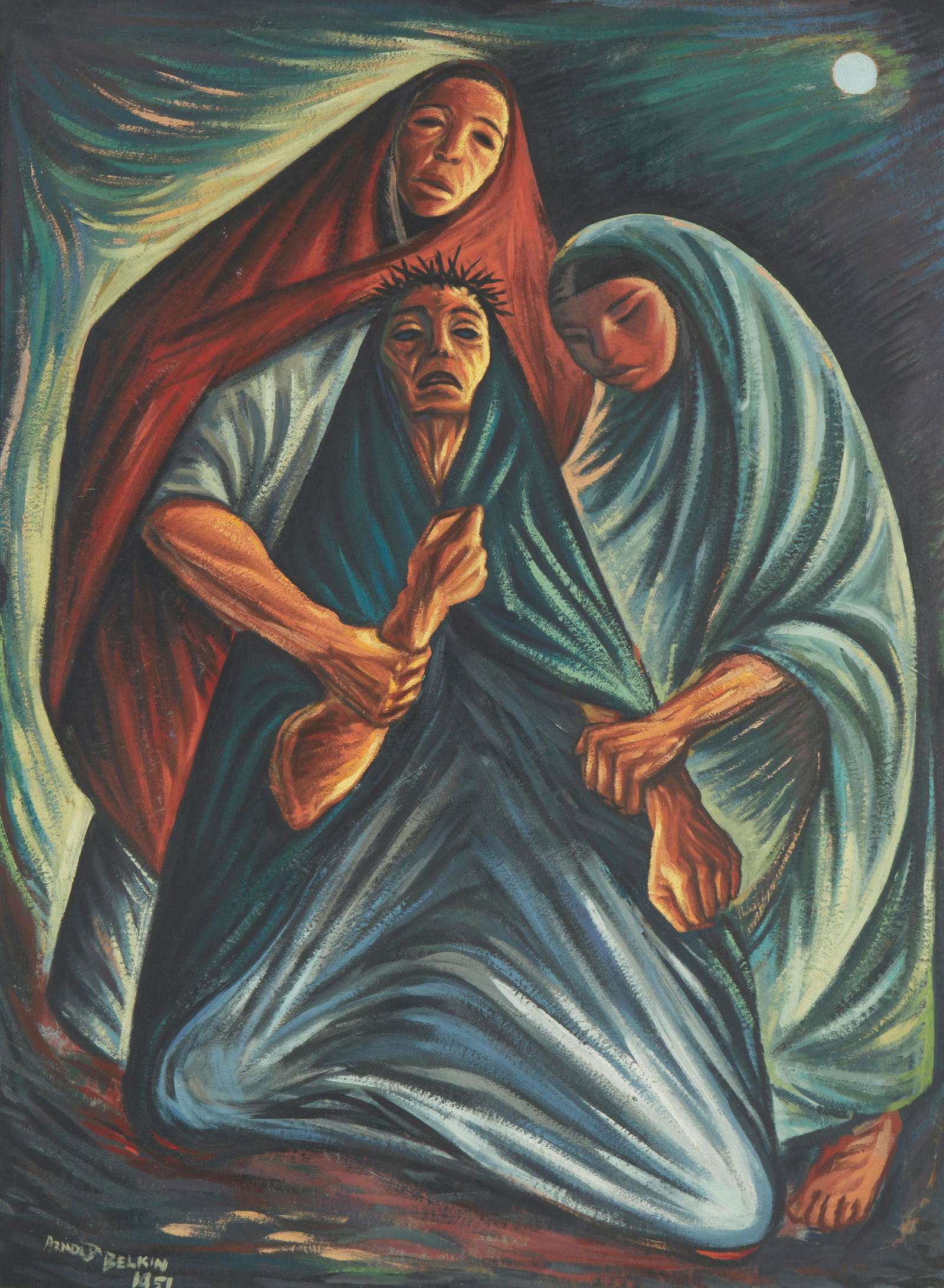 Arnold Belkin (1930-1992), Untitled, 1951, Oil on Masonite, 48" H x 36" W (1 of 5)