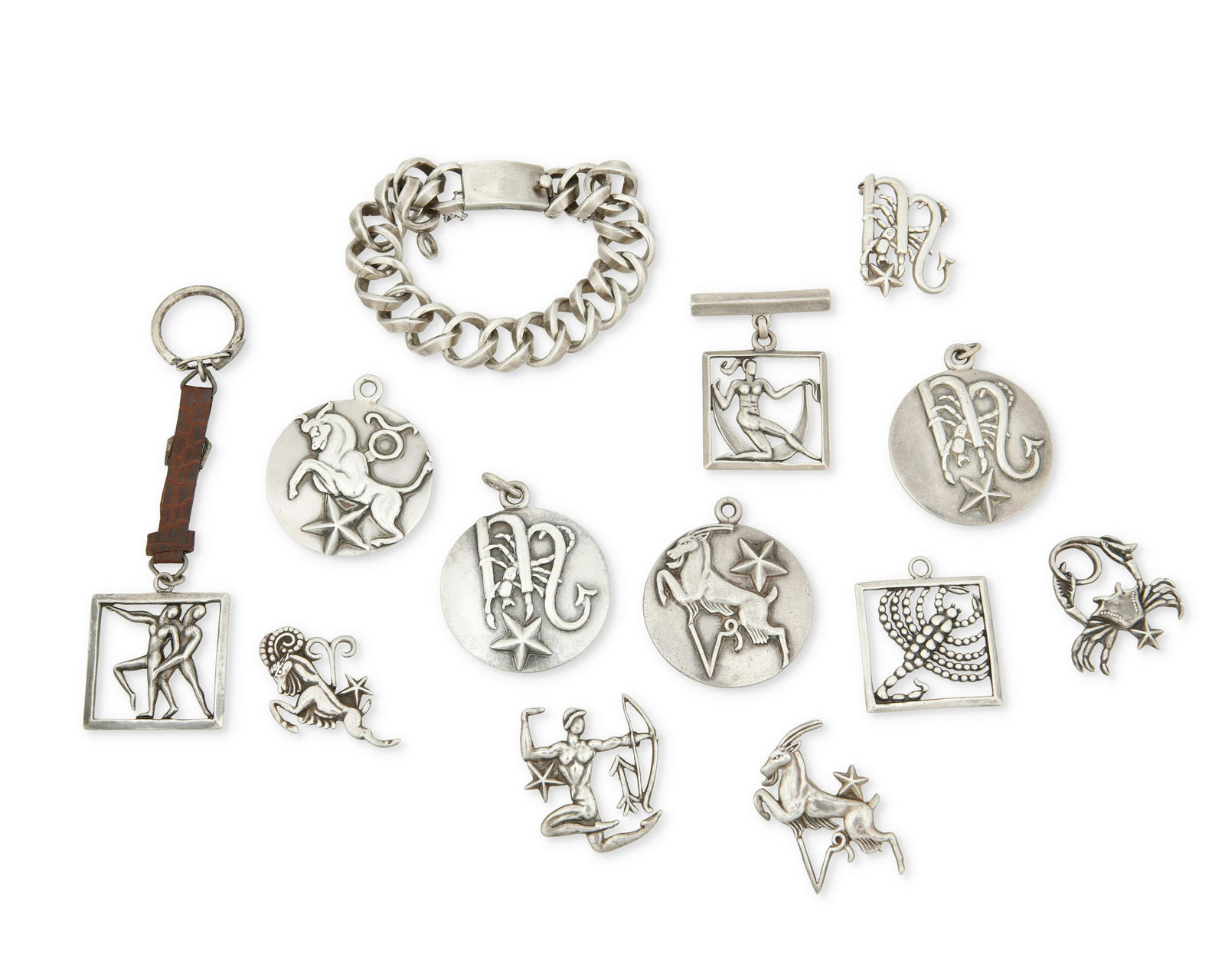 A group of Margot de Taxco sterling silver "Zodiac" jewelry (1 of 2)