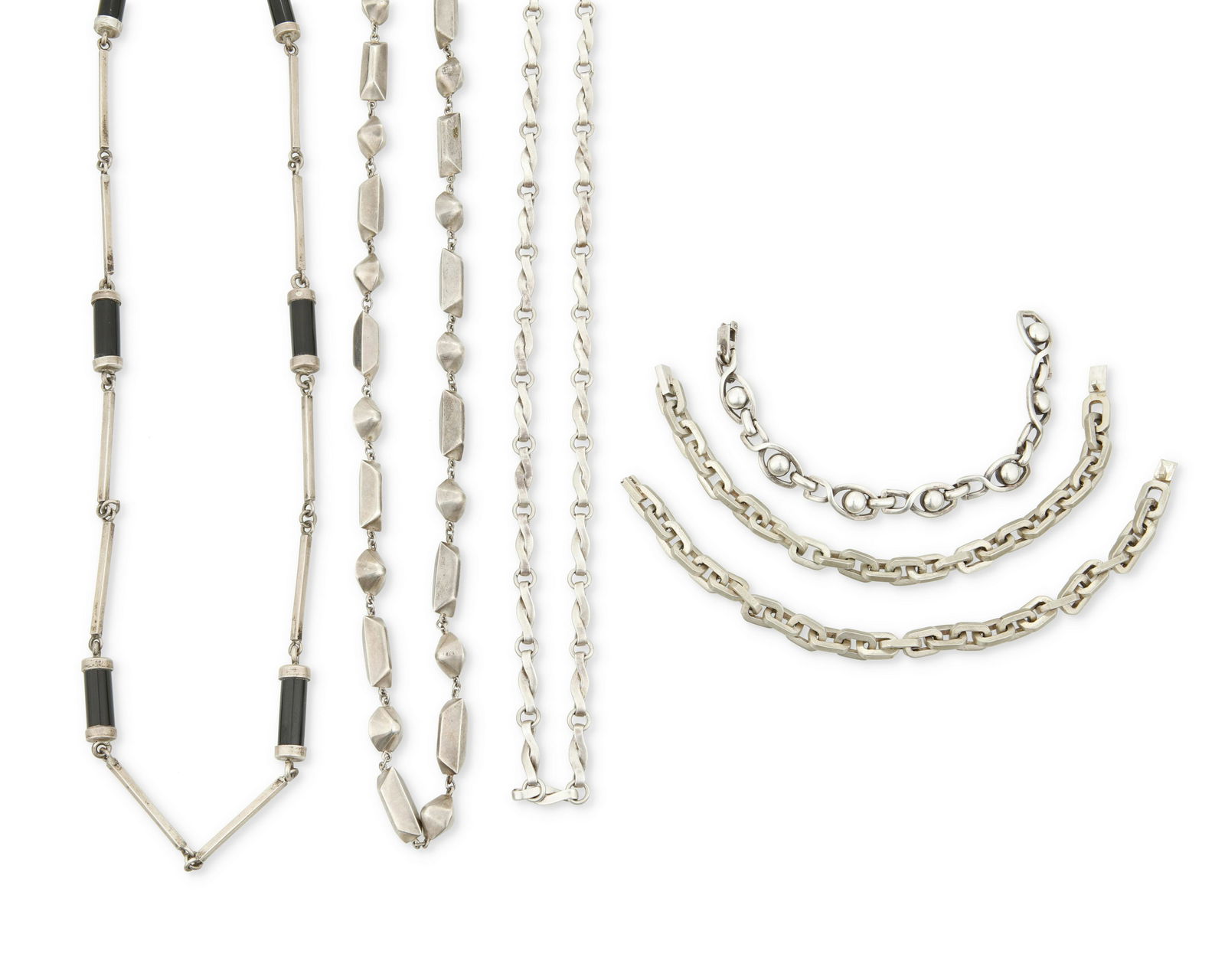 A group of Mexican silver chain jewelry (1 of 2)