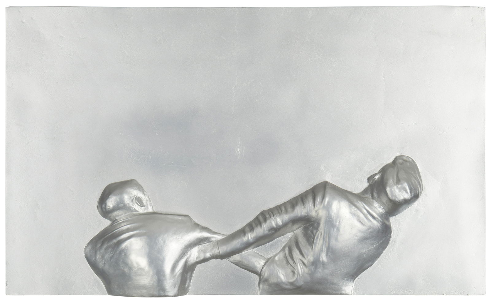 Robert Longo (b. 1953), "Swing," 1979, Cast aluminum, 21" H x 35" W x 5" D: Robert Longo(b. 1953)"Swing," 1979Cast aluminumWith the inscribed signature and date, verso: Rbt Longo; titled on the exhibition label affixed verso21" H x 35" W x 5" D Provenance: The Estate of Oscar