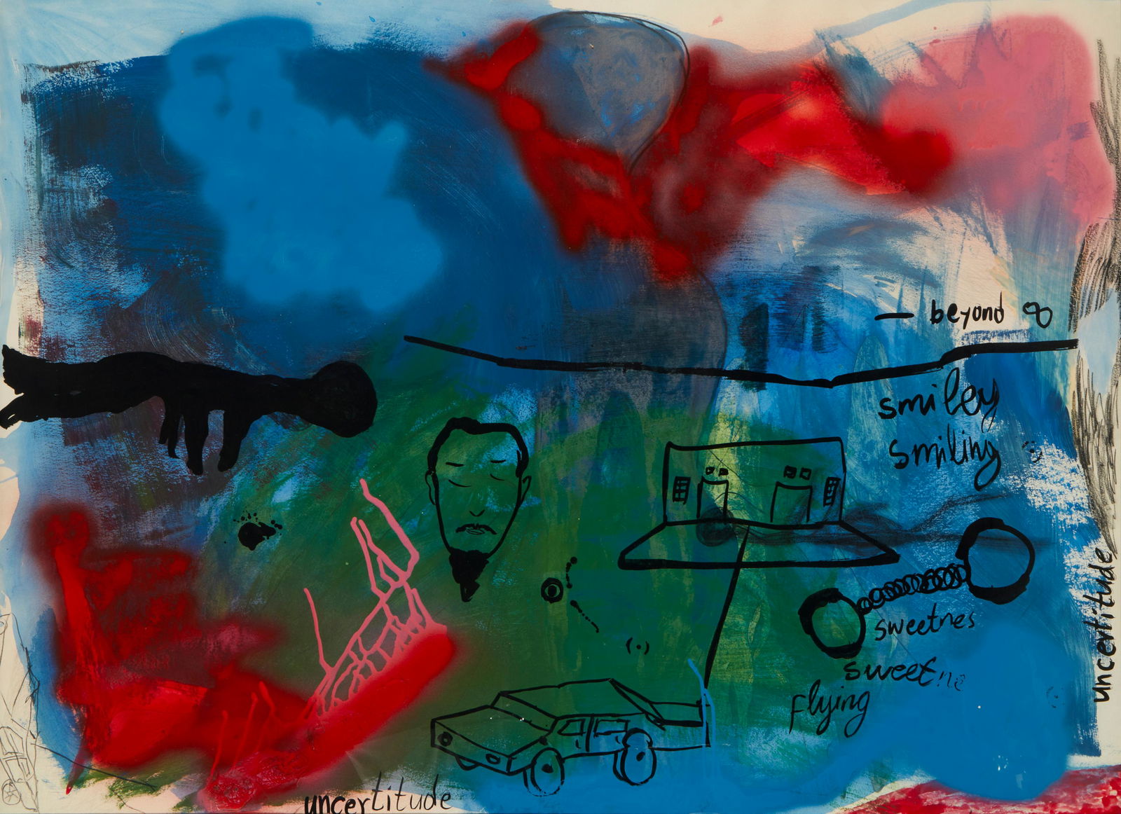 Moshekwa Langa (b. 1975), "Sweetness Flying," 2000, Acrylic, enamel, and india ink on paper, Sight: (1 of 4)