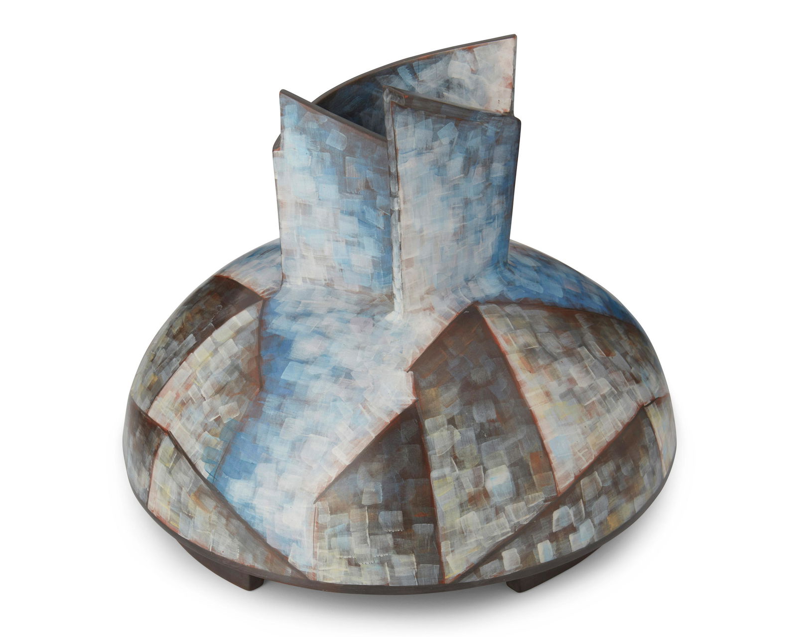 Lidya Buzio (1948-2014), Roofscape XIV, 1984: Lidya Buzio(1948-2014)Roofscape XIV, 1984Earthenware and slip paintSigned, titled, and dated to underside: L. Buzio / 1984 [in triangle] / XIV; a Garth Clark Gallery label to underside10" H x 12" Dia.