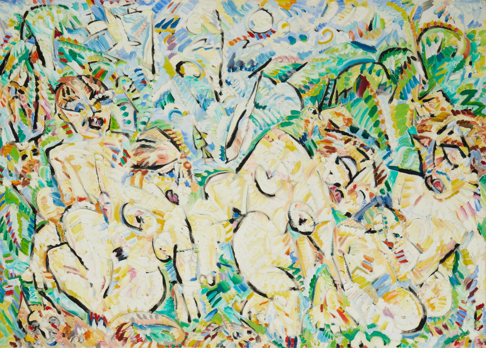 Ed Gilliam (b. 1941), "Picnic on the Beach," 1985, Oil on canvas, 40.5" H x 56" W (1 of 5)