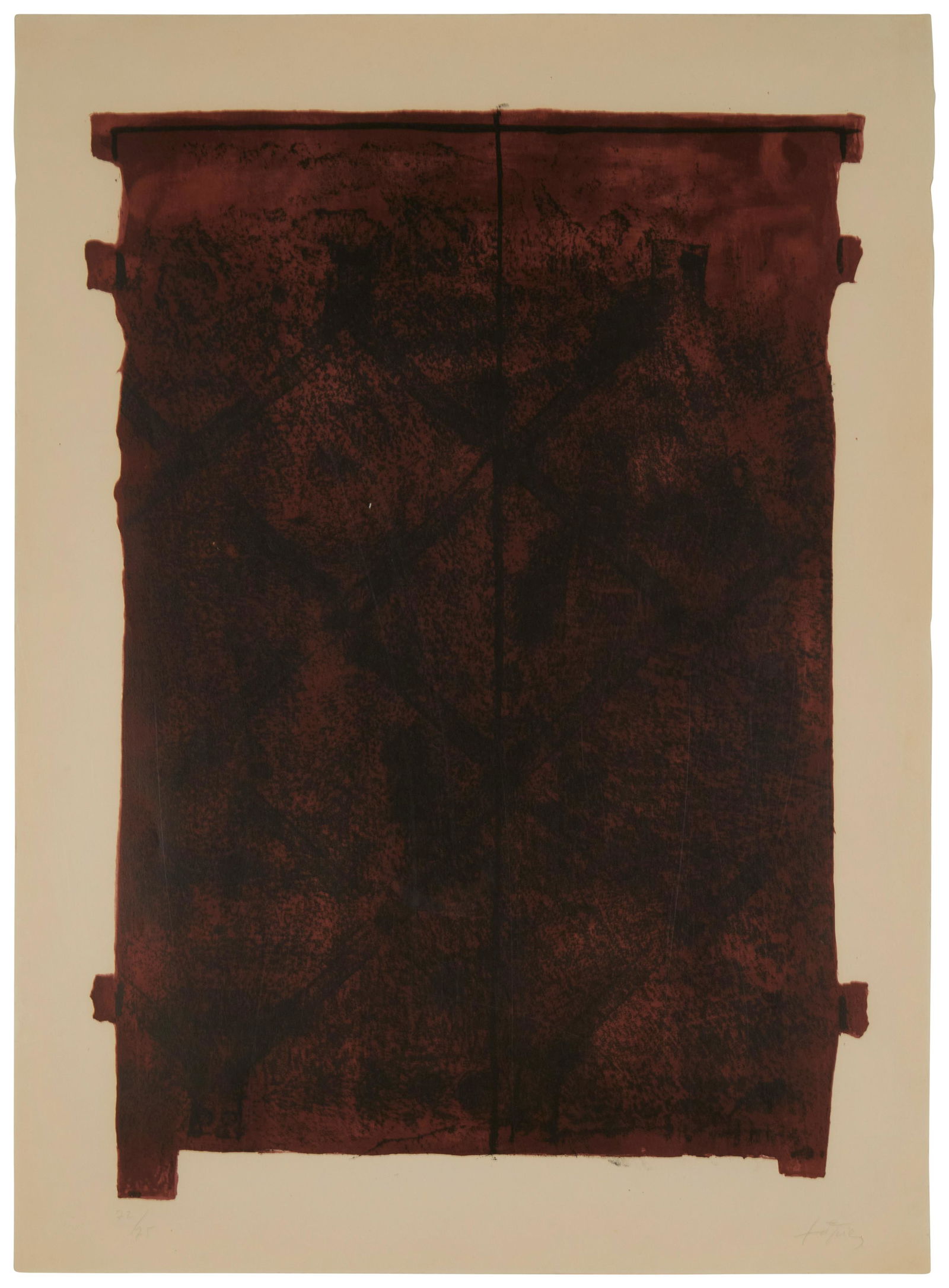 Antoni Tapies (1923-2012), Untitled, Lithograph in colors on paper, Image: 25.25" H x 18.75" W; (1 of 6)
