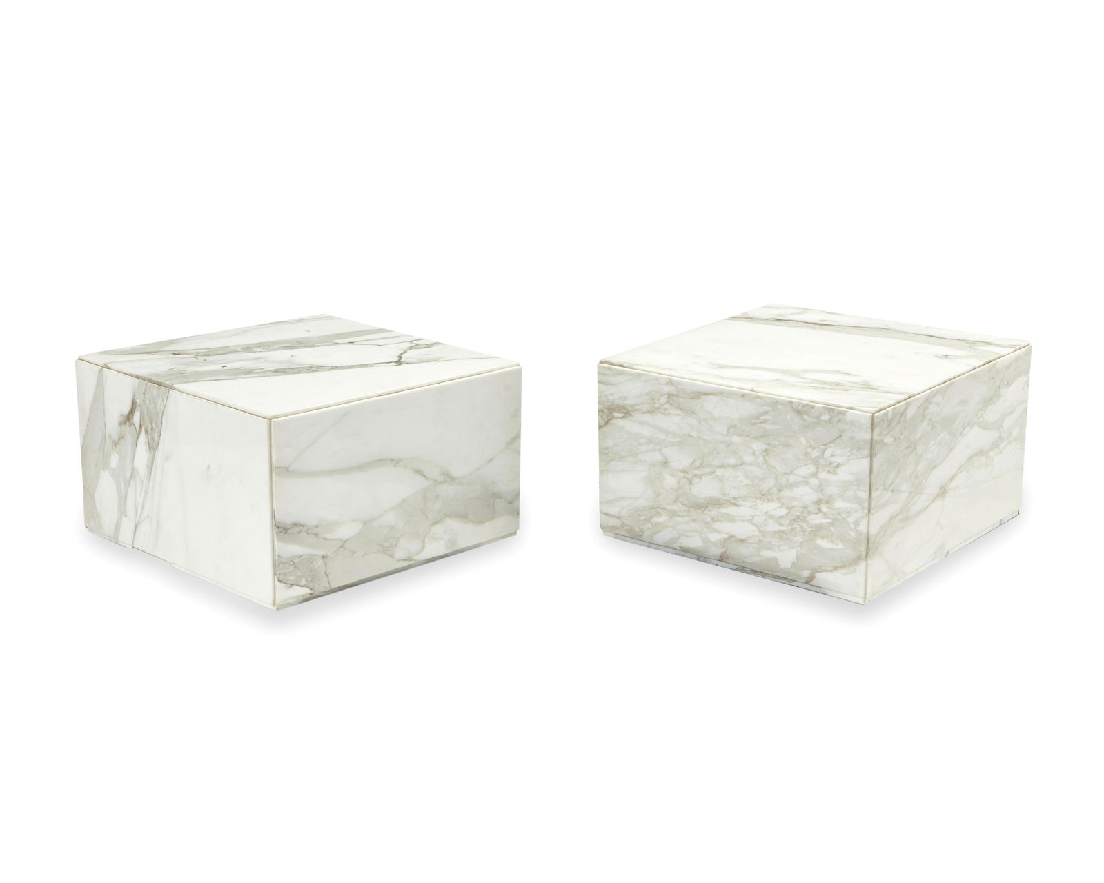 A pair of Carrera marble plinth side tables (1 of 4)