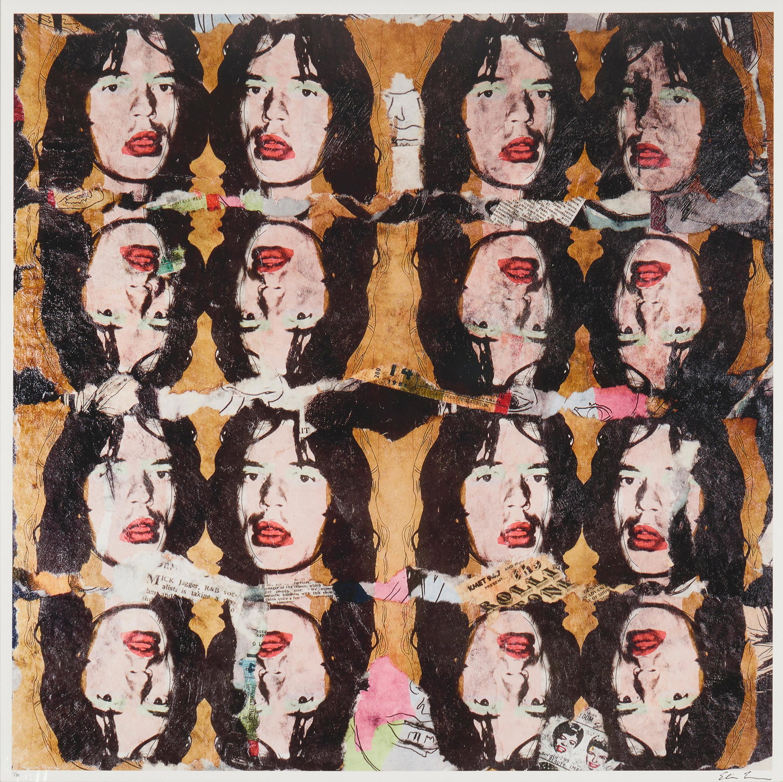 Eddie Lawrence (20th century), "Mick Jagger," Giclee print in colors on paper, Image: 37.75" H x: Eddie Lawrence (20th century) "Mick Jagger" Giclee print in colors on paper Edition: 11/50 Signed and numbered in ink in the lower margin: Eddie Lawerence Image: 37.75" H x 37.75" 