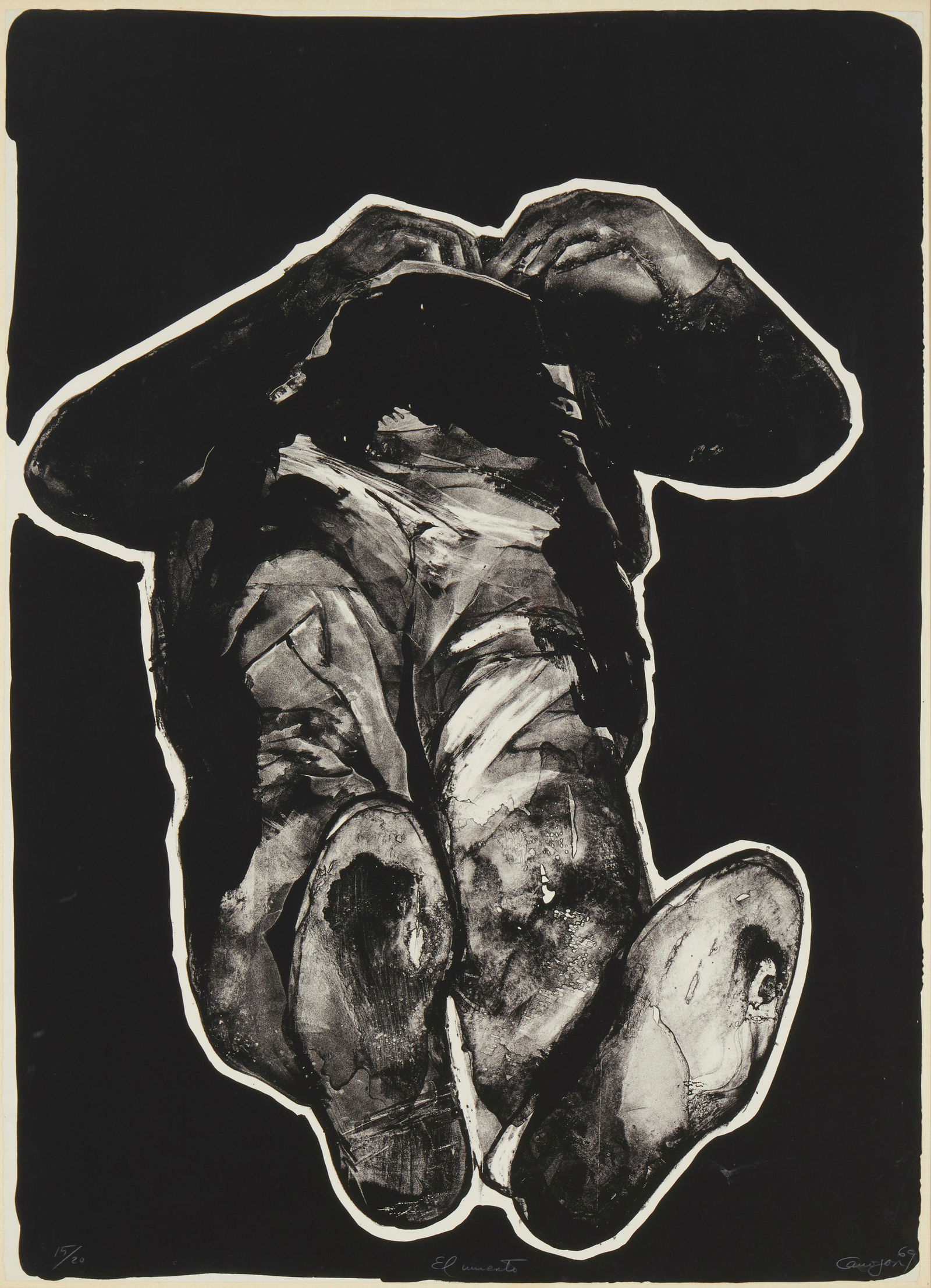 Rafael Canogar (b. 1935), "El Muerto," 1969, Lithograph on paper, Image/Sheet: 30.125" H x 22" W: Rafael Canogar(b. 1935)"El Muerto," 1969Lithograph on paperEdition: 15/20Signed, titled, dated, and numbered in white graphite along the lower edge: Canogar; Tamarind Lithography Workshop, I